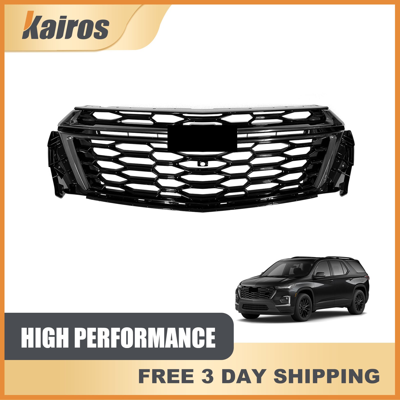 New Front Upper Bumper Grille Black For 2022 2023 2024 Chevrolet Traverse RS