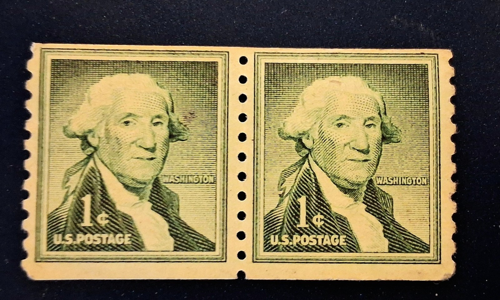 Uncirculated 1954 George Washington 1 ¢ Cent Stamp Rich Green Color Original Gum