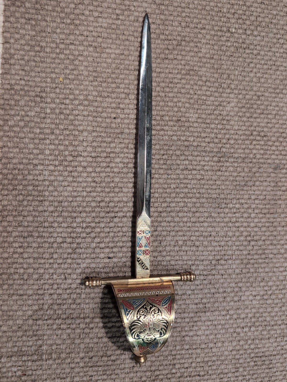 Vintage Toledo Spain Mini Rapier Letter Opener Sword – Cup Hilt, 8.5” Steel