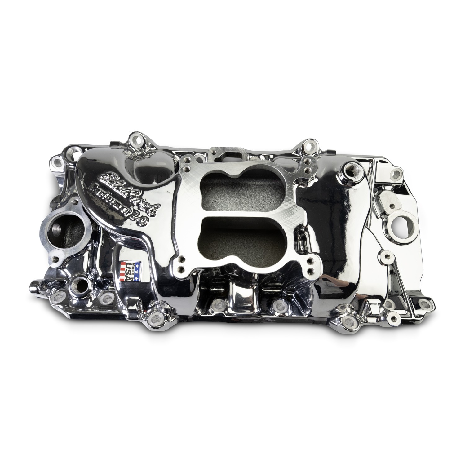 Edelbrock 2161-CP Performer 2-O Manifold Oval Port Heads Chrome Plasma