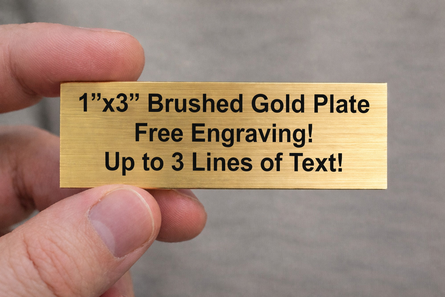 Custom Engraved 1x3 Self-Adhesive Brushed Gold Tone Name Plate Plaque Sign Label
