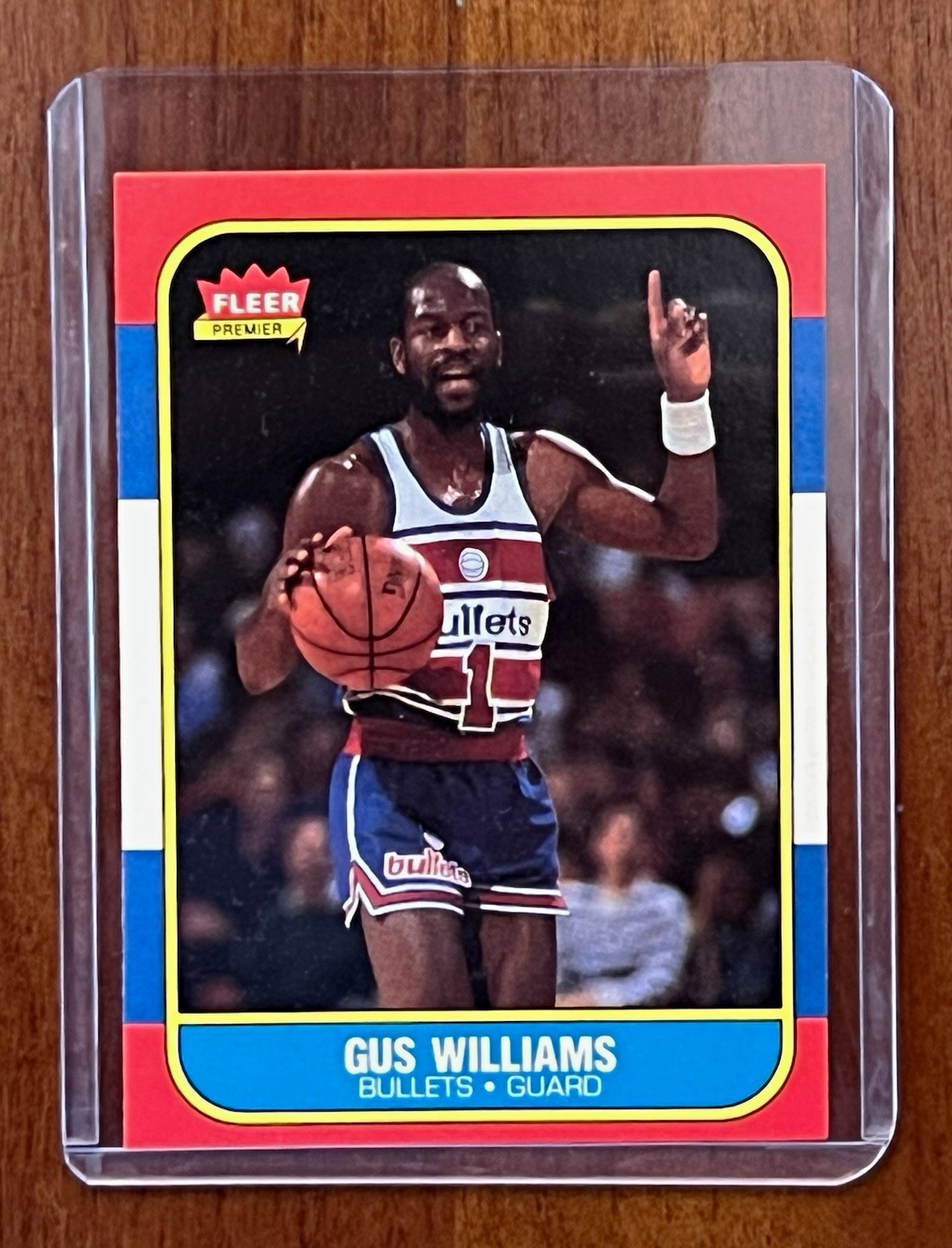 1986 Fleer Premier Gus Williams Washington Bullets #124 Base Set NBA Card