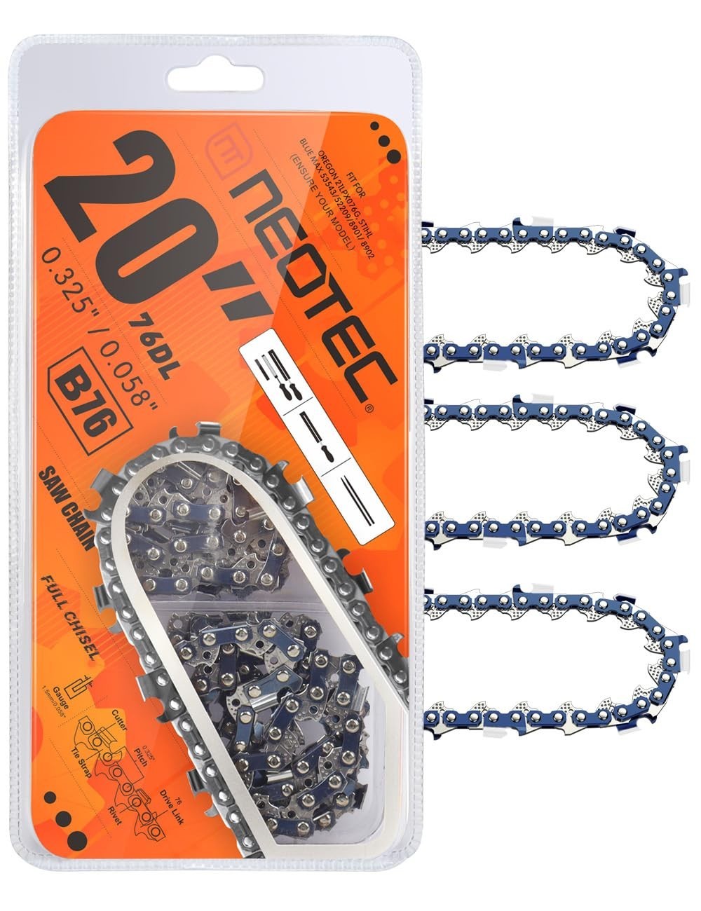 3pcs 20\'\' Chainsaw Chain Blade 325\