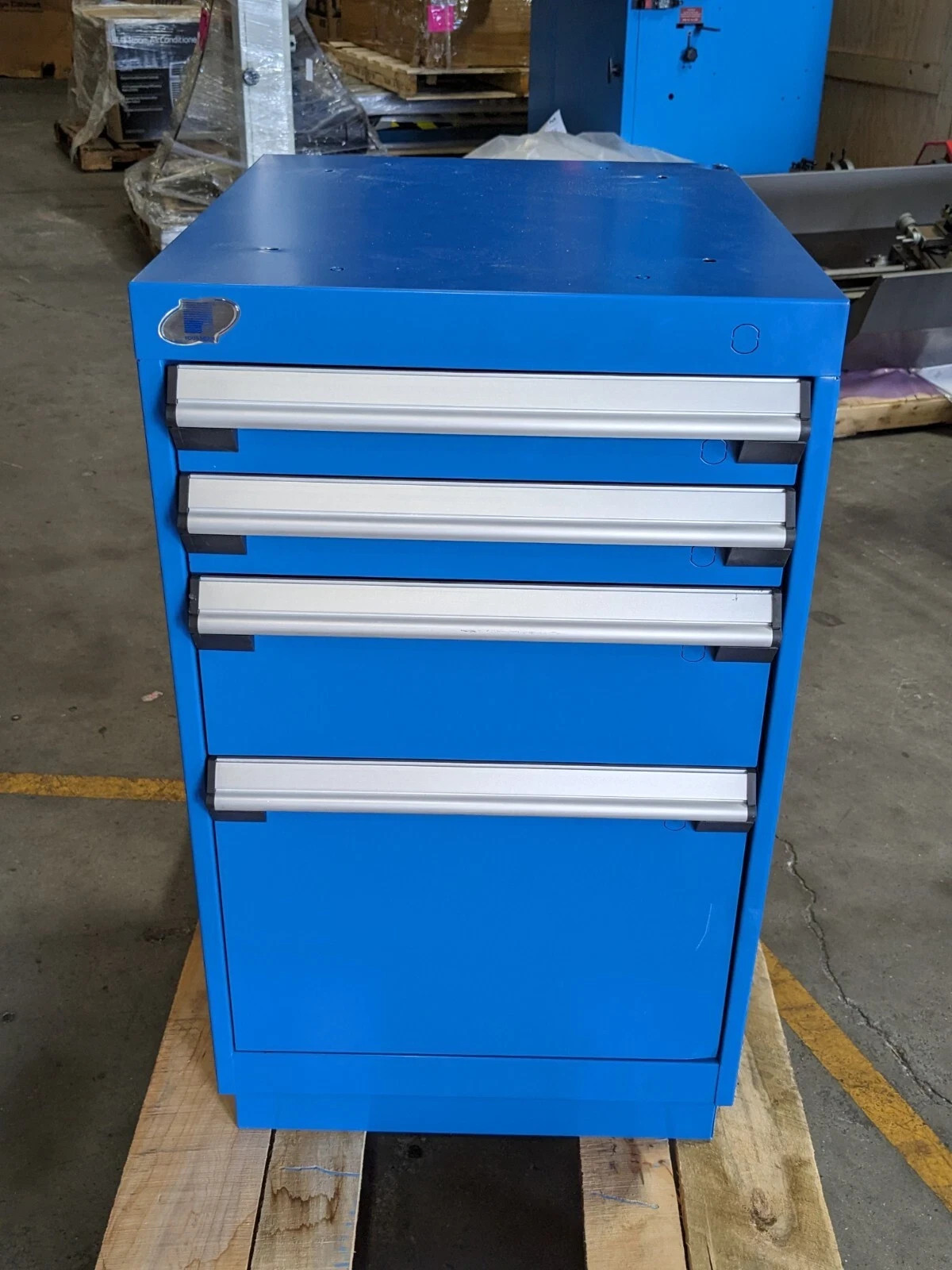 Rousseau Blue Steel Modular Storage Cabinet 4 Drawer 32 H x 18 W x 21 D