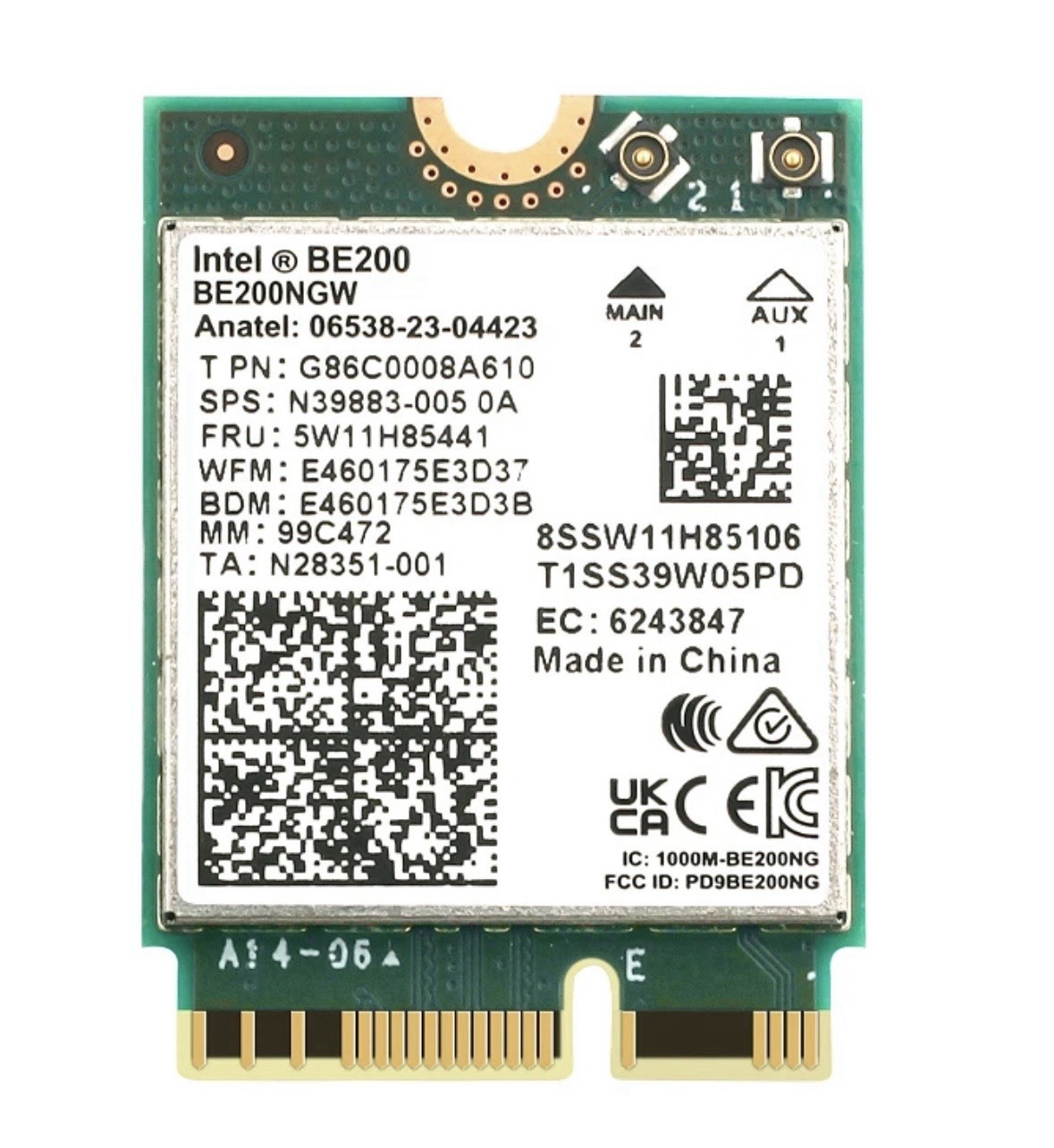 Intel BE200NGW WiFi 7 M.2 2230 Tri-Band Wireless Card Bluetooth 5.4 BE200
