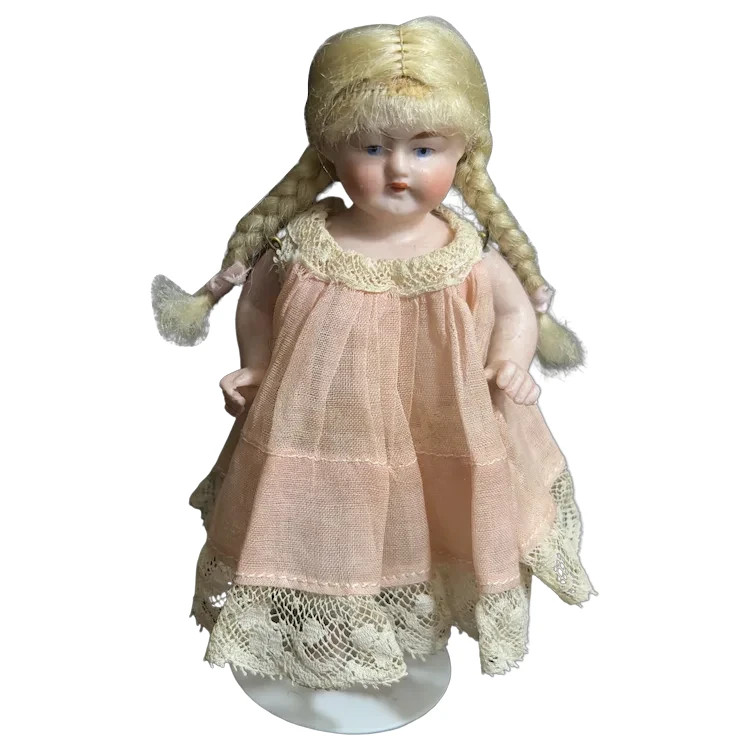 Antique German All Bisque Miniature Doll Barefoot Jointed 5\ Antique German All Bisque Miniature Doll Barefoot Jointed 5\