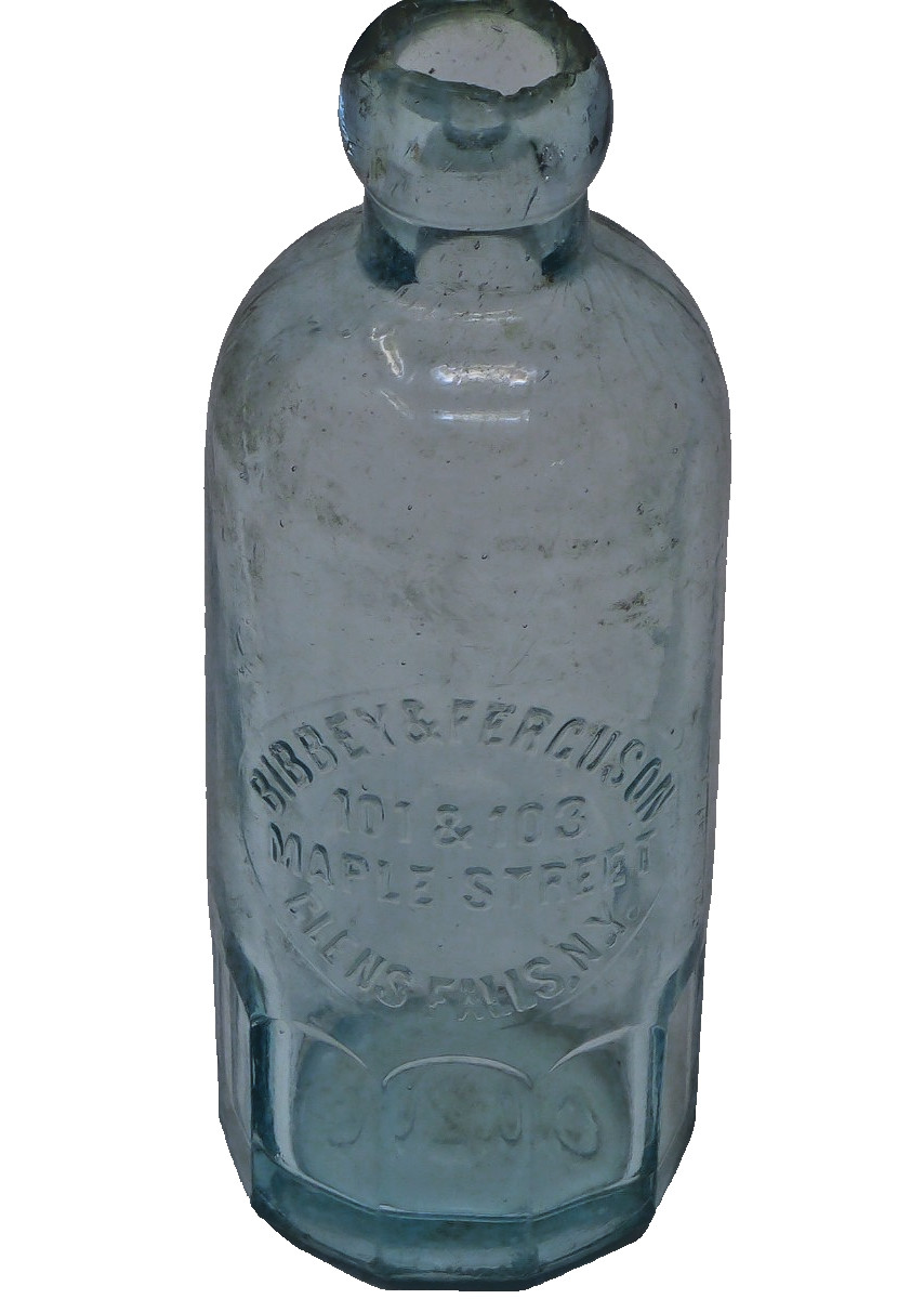 Antique Bibbey & Ferguson Blob Top Bottle 101 &103 Maple St. Glens Falls NY C.26 Antique Bibbey & Ferguson Blob Top Bottle 101 &103 Maple St. Glens Falls NY C.26