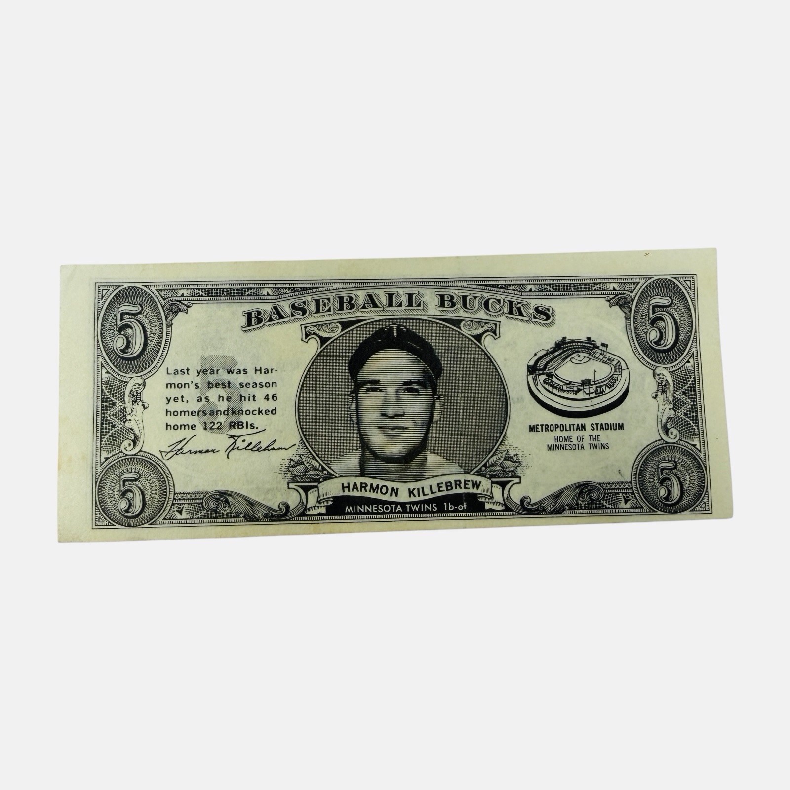 1962 TOPPS BASEBALL BUCKS HARMON KILLEBREW VERY GOOD CONDITION SLIGHT CREASE