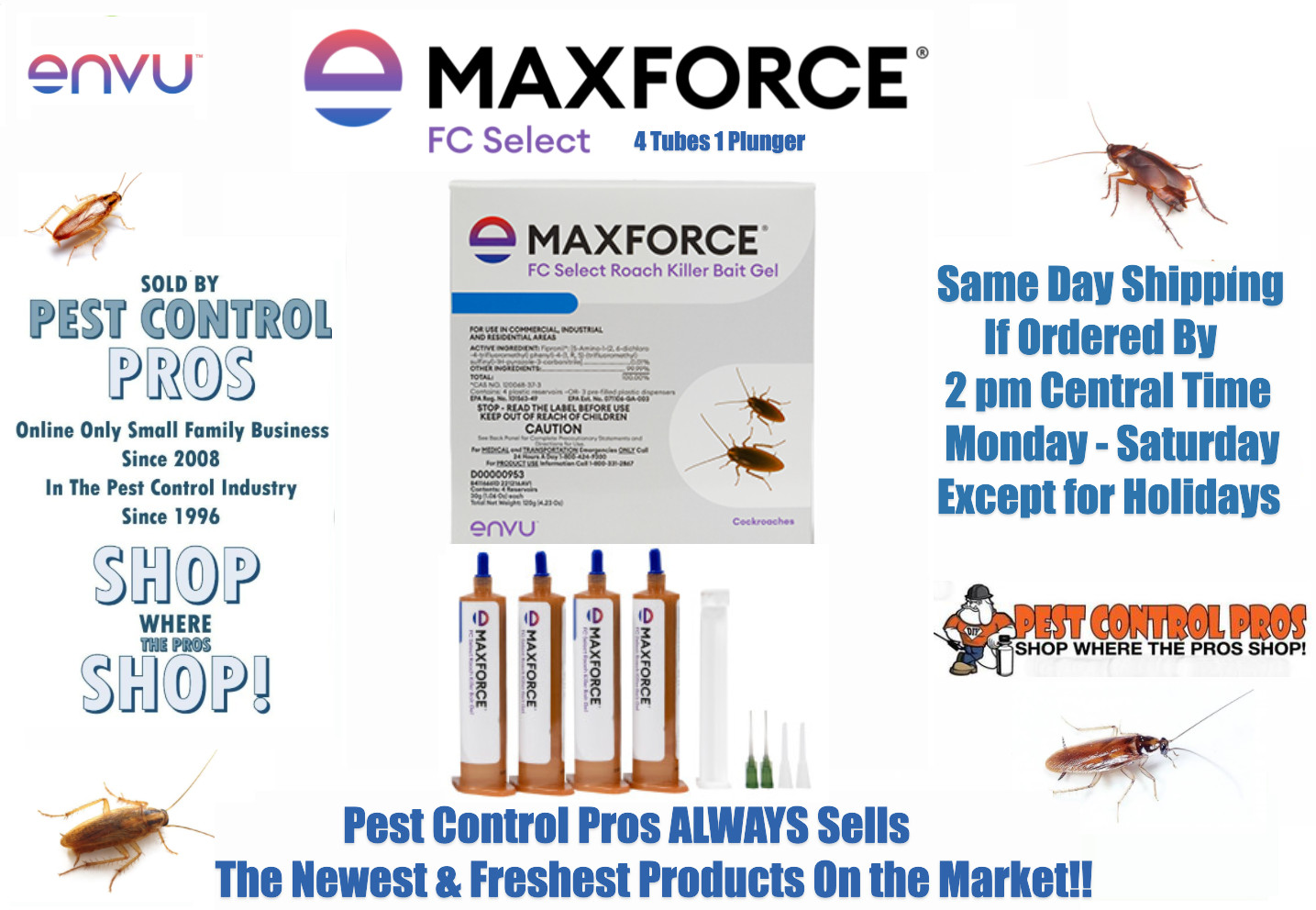 4 Tubes Maxforce FC SELECT Cockroach German Roach Control Bait Gel All Roaches