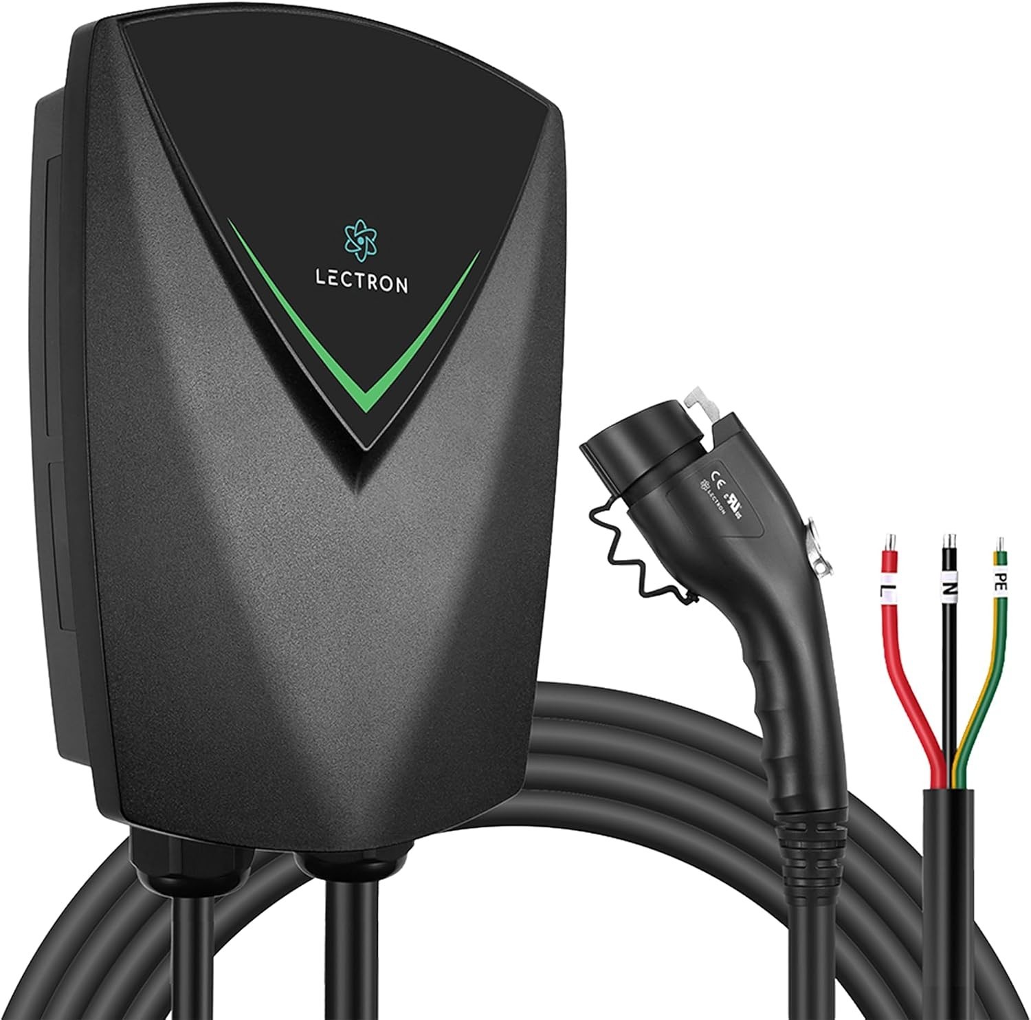 Lectron Nexus J1772 Level 2 EV Charger Hardwired 48A 240V 23ft Cable Holder
