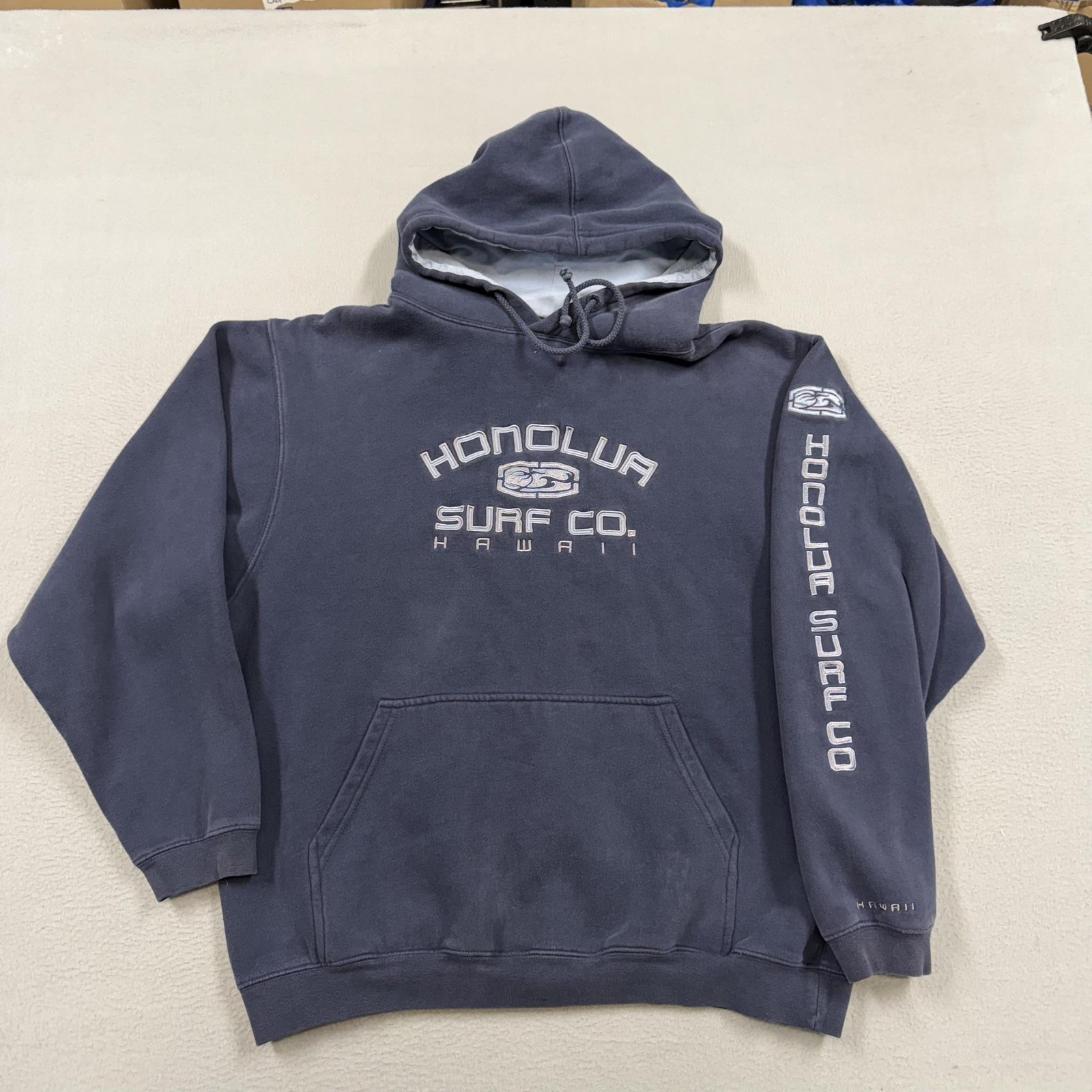 Vintage Honolua Surf Co Hoodie Mens Medium Blue Fleece Pullover Hawaii y2k