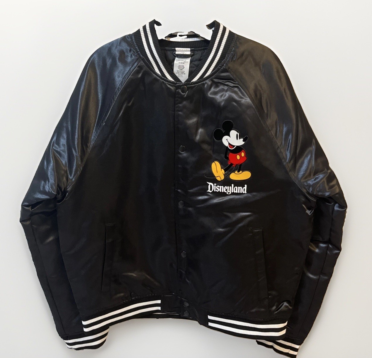 Disneyland Retro Mickey Mouse Bomber Letterman Jacket Black Size L Disney Parks
