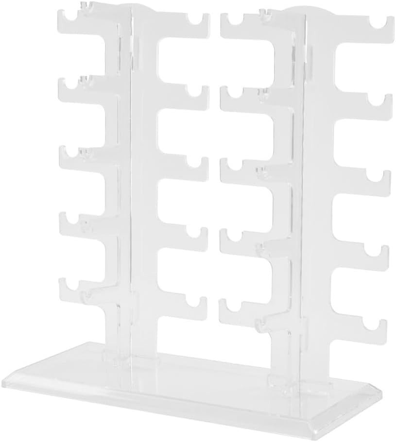 2 Row Sunglasses Display Stand, Transparent Plastic Eyeglass Rack Holder - Holds