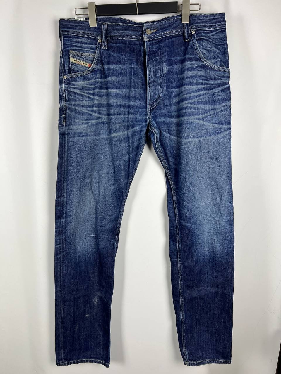 DIESEL Krooley Men\'s Wash Blue Denim Slim Fit Distressed Jeans Size W36 L34