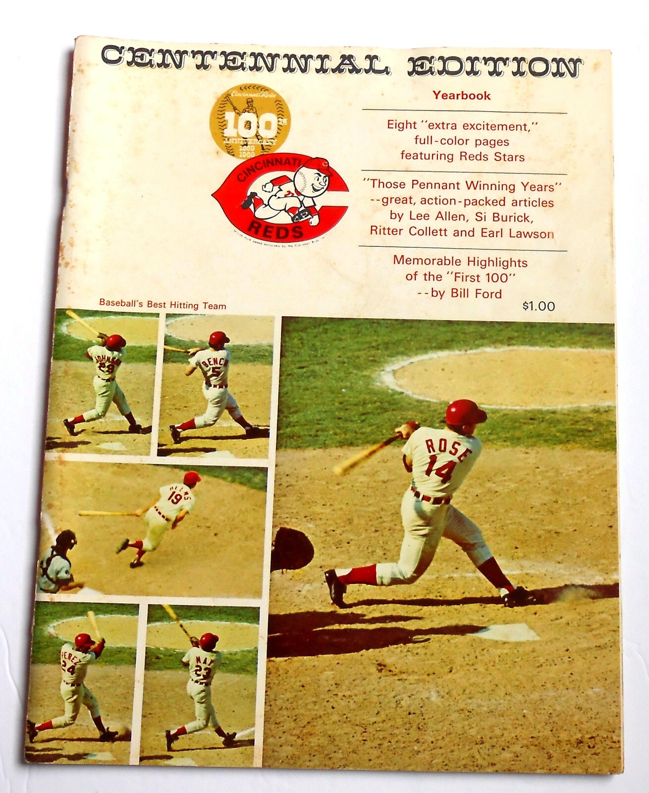 CINCINNATI REDS CENTENNIAL EDITION YEARBOOK SHOWING PETE ROSE. 2 PICTURES CINCINNATI REDS CENTENNIAL EDITION YEARBOOK SHOWING PETE ROSE. 2 PICTURES