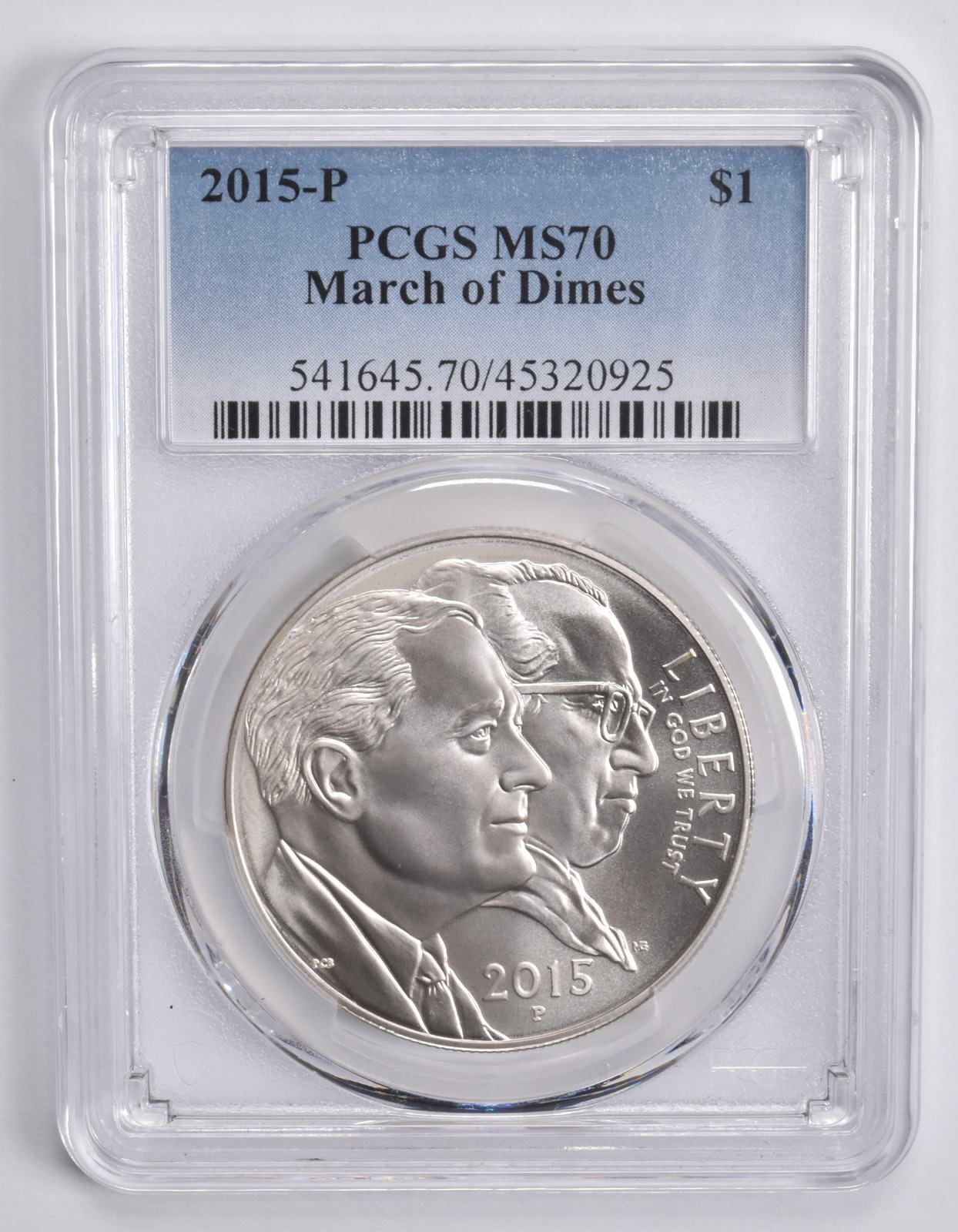 2015-P March of Dimes Commemorative Dollar $1 MS70 PCGS Blue Lbl