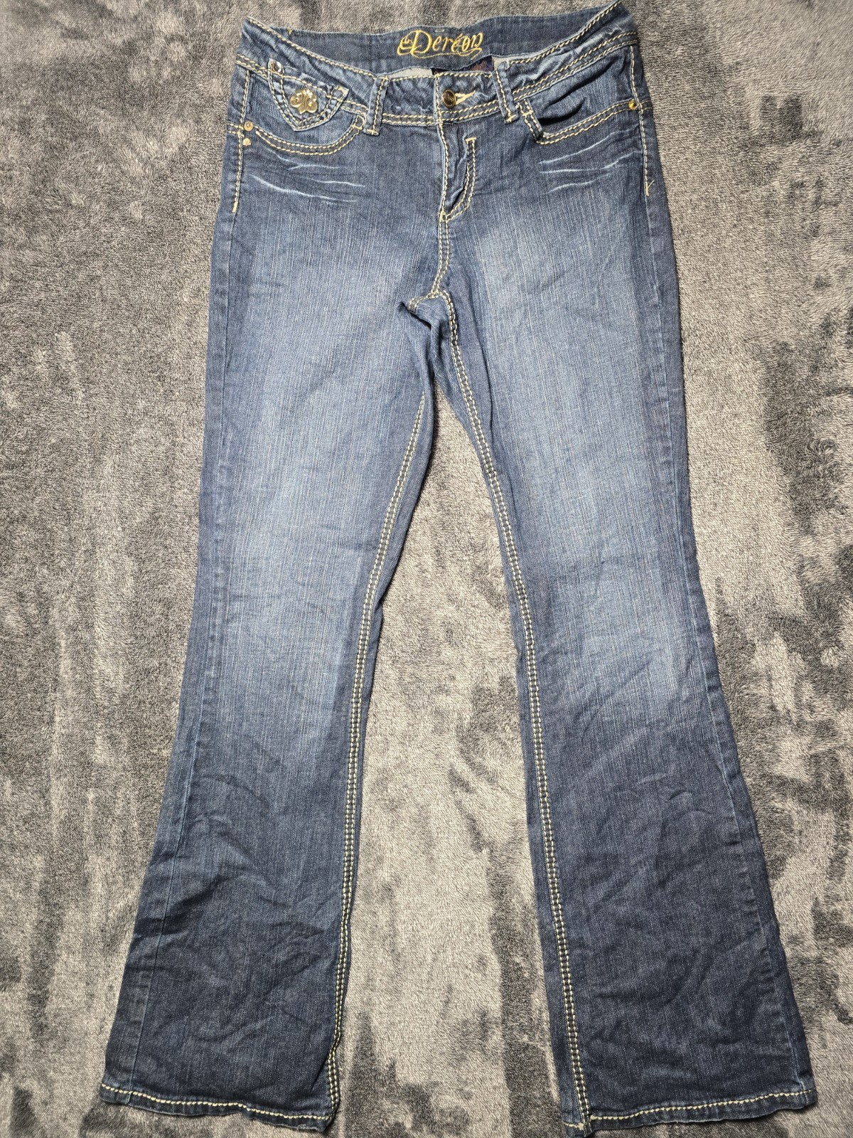 Vintage Y2K Dereon Jeans Womens 9/10 Low Rise Flare Bootcut Embellished Beyonce