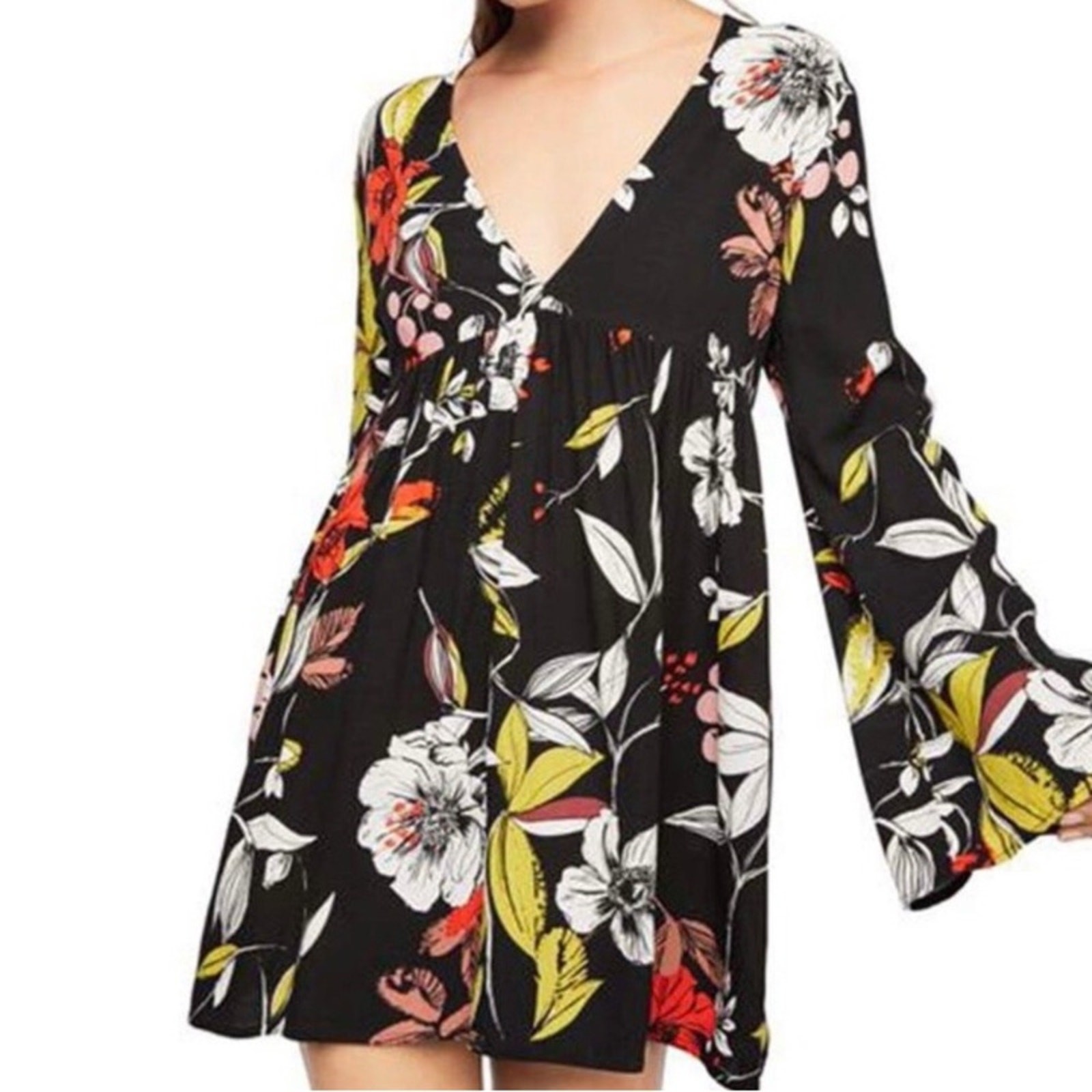 NWT - Free People Bella Floral-Print Tunic Mini Dress NWT - Free People Bella Floral-Print Tunic Mini Dress