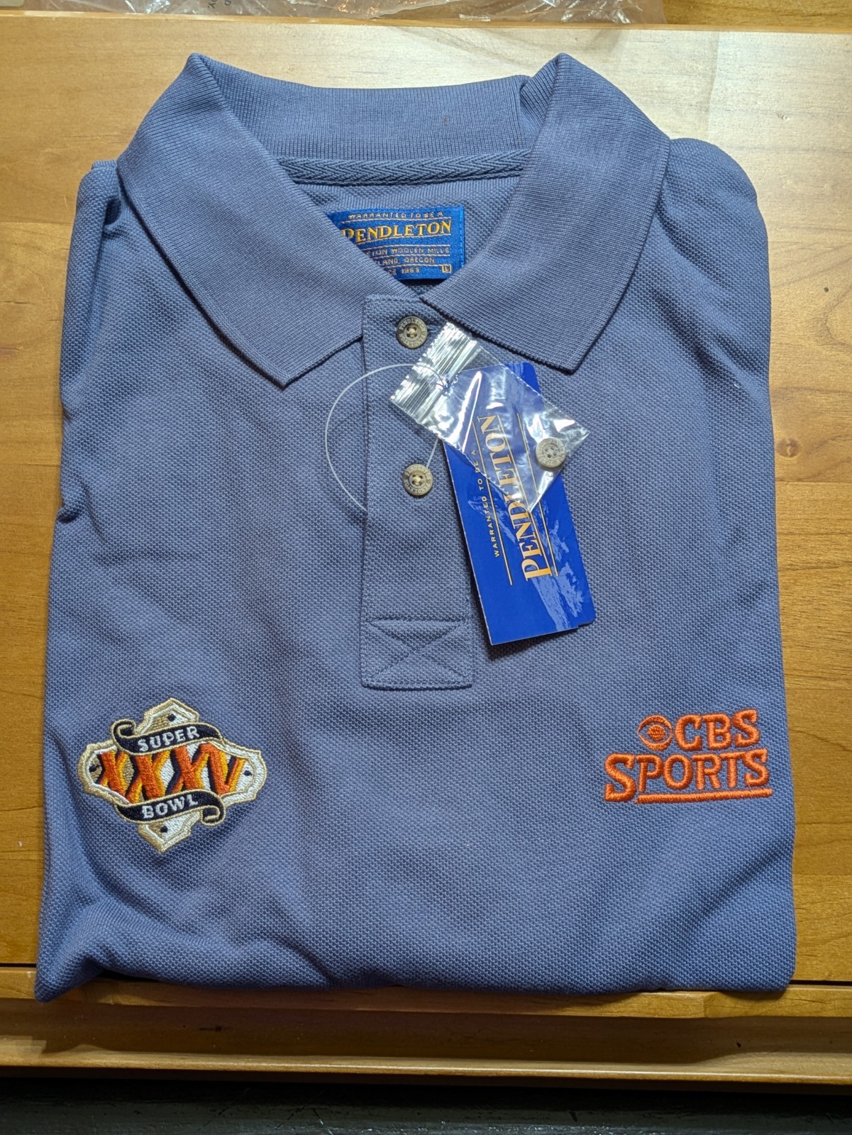 Vintage 2001 Super Bowl XXXV CBS Sports Pendleton Polo NWT Deadstock Crew L