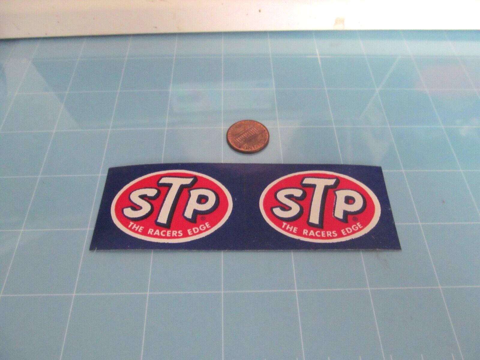 SMALL STP PAIR VINTAGE Sticker / Decal  RACING ORIGINAL old stock