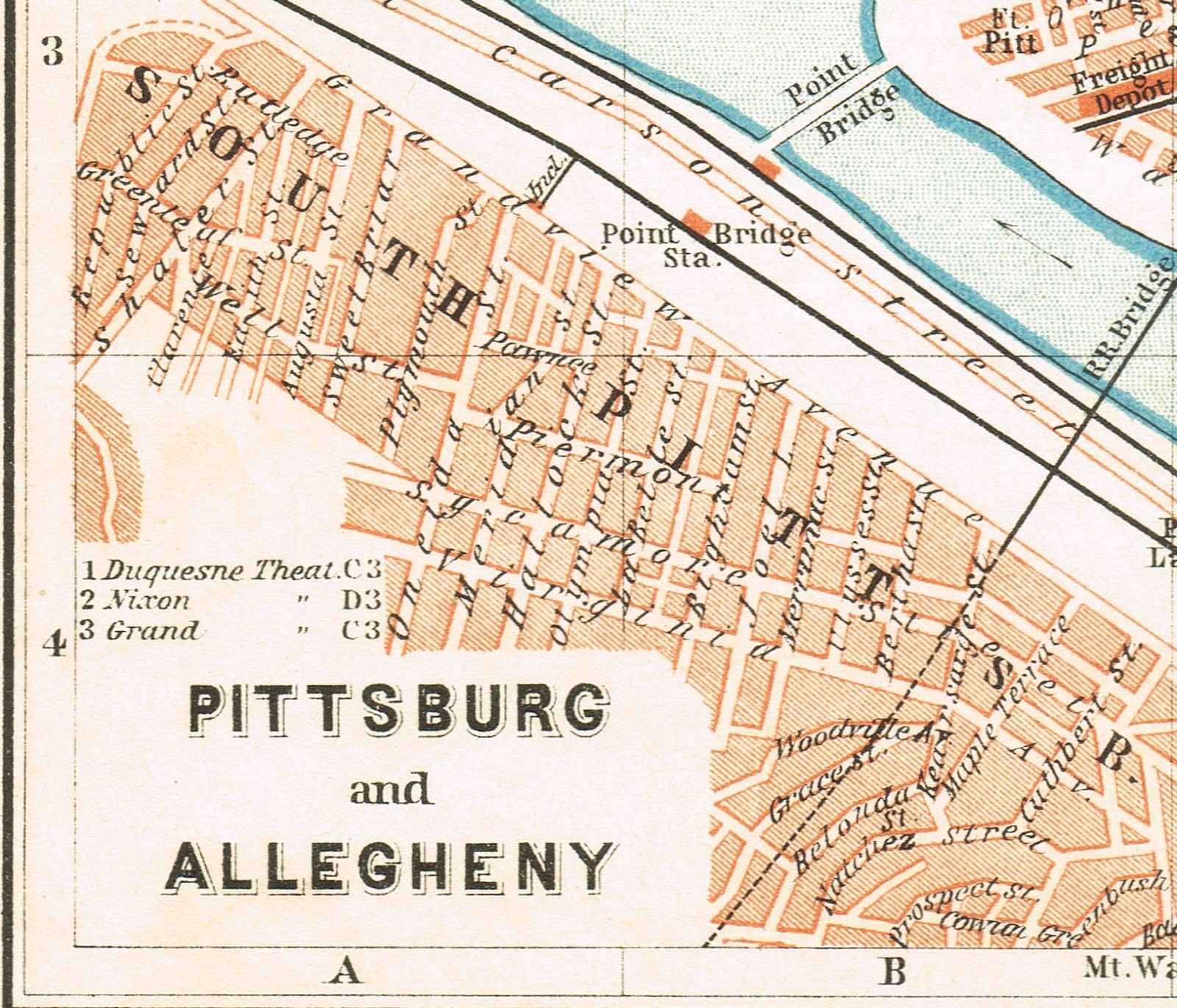 PITTSBURGH 1899 Original Antique Map City Plan PENNSYLVANIA ALLEGHENY Pittsburg PITTSBURGH 1899 Original Antique Map City Plan PENNSYLVANIA ALLEGHENY Pittsburg