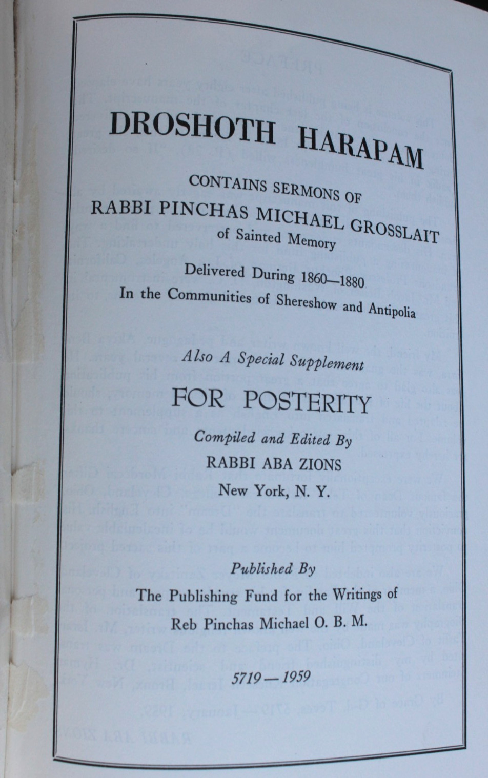 Rabbi Grosslait. \