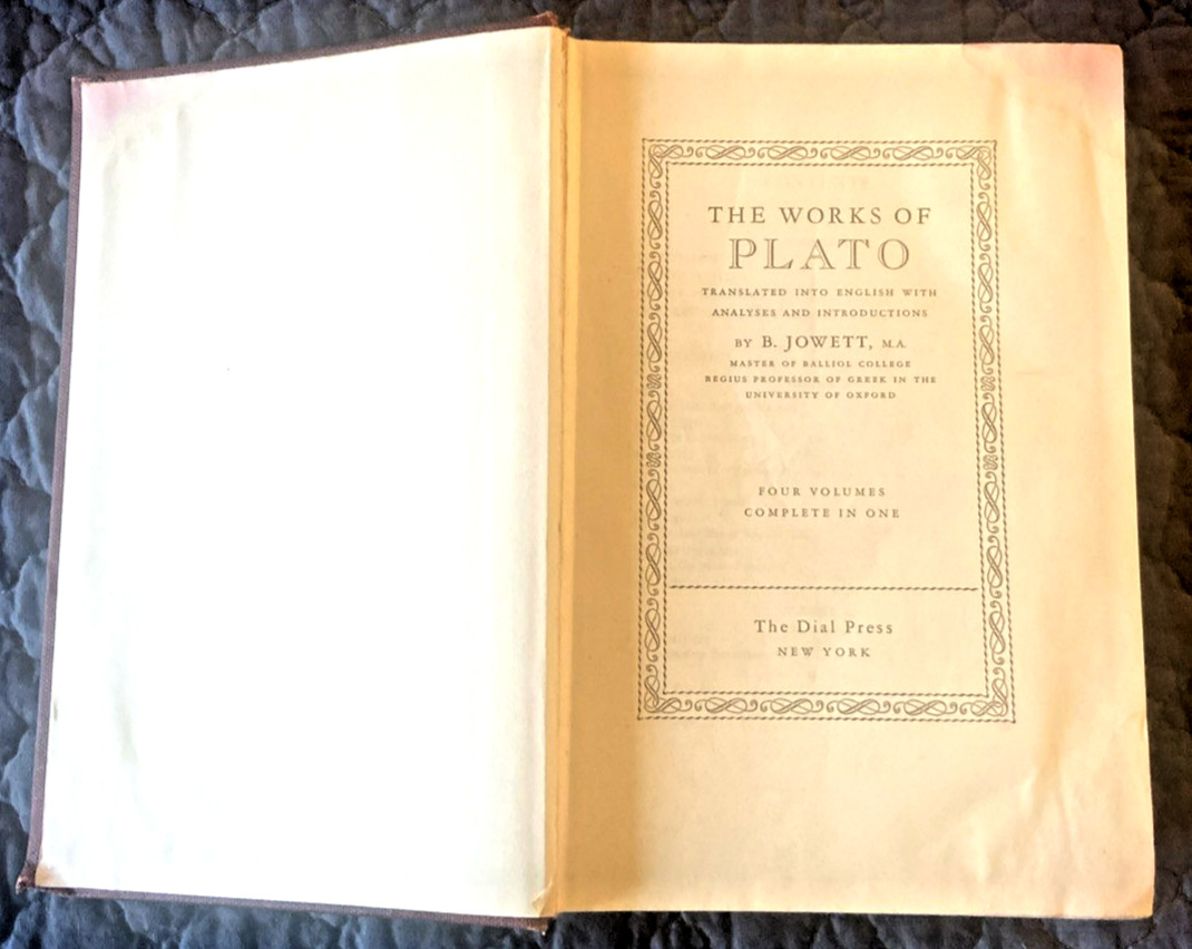 VTG First Edition The Works of Plato by B. Jowett Translation Dial Press HC VTG First Edition The Works of Plato by B. Jowett Translation Dial Press HC