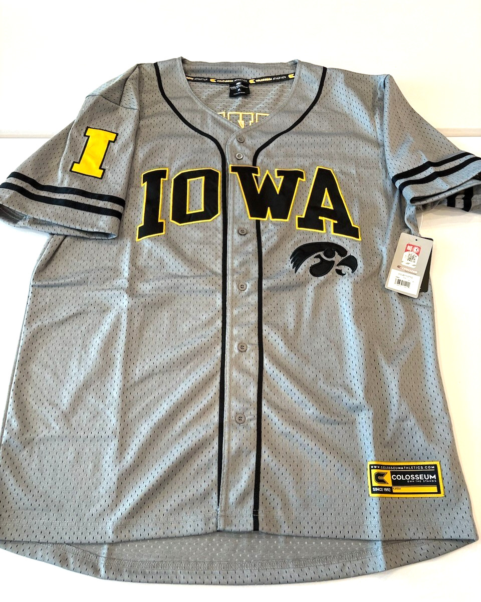 NEW NCAA Iowa Hawkeyes Colosseum Gray Baseball Jersey XL NWT Free Spirited NEW NCAA Iowa Hawkeyes Colosseum Gray Baseball Jersey XL NWT Free Spirited