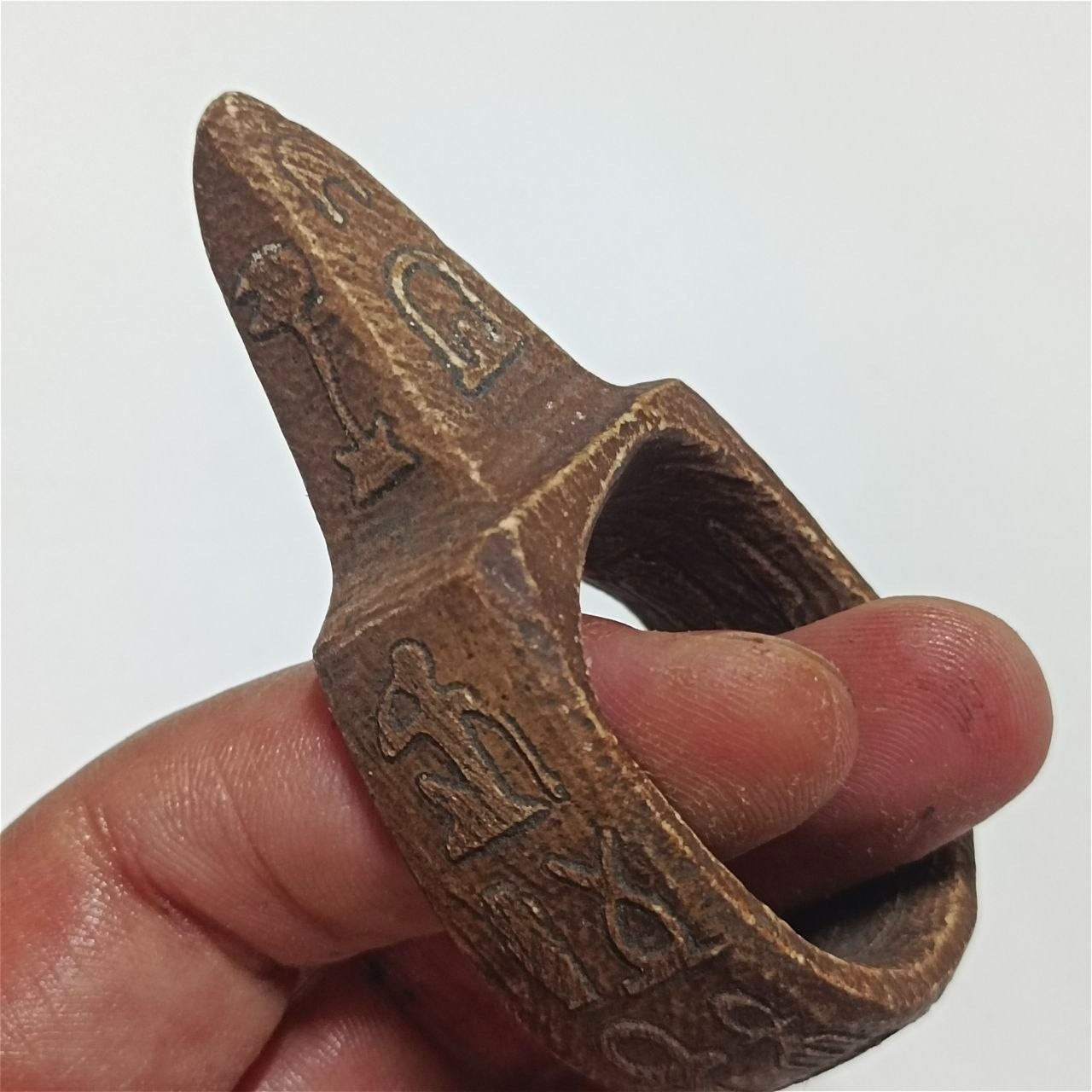 Handmade Egyptian Stone Ring, Hieroglyphic Carving, Ancient Style, Vintage Decor Handmade Egyptian Stone Ring, Hieroglyphic Carving, Ancient Style, Vintage Decor