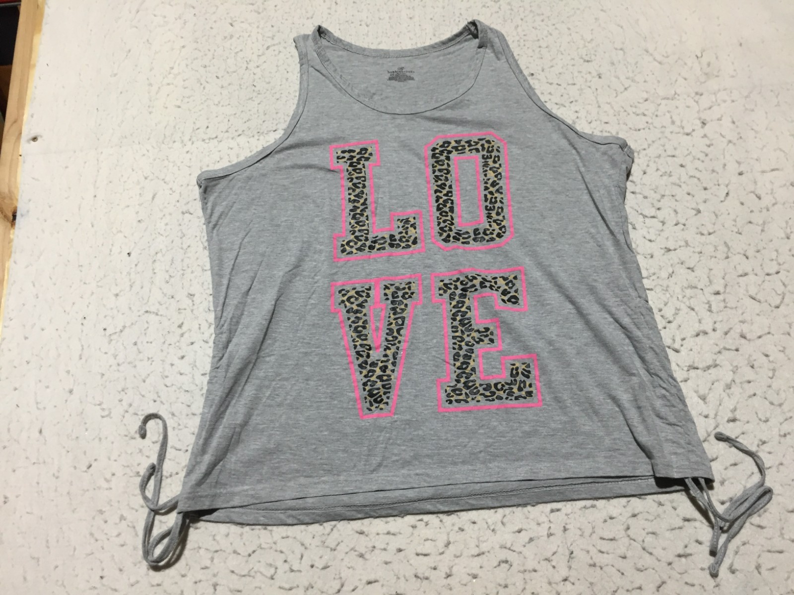 Bobbie Brooks Sleepwear Tank Top Plus Size 2X Gray Tied Side Love Spell Cheetah
