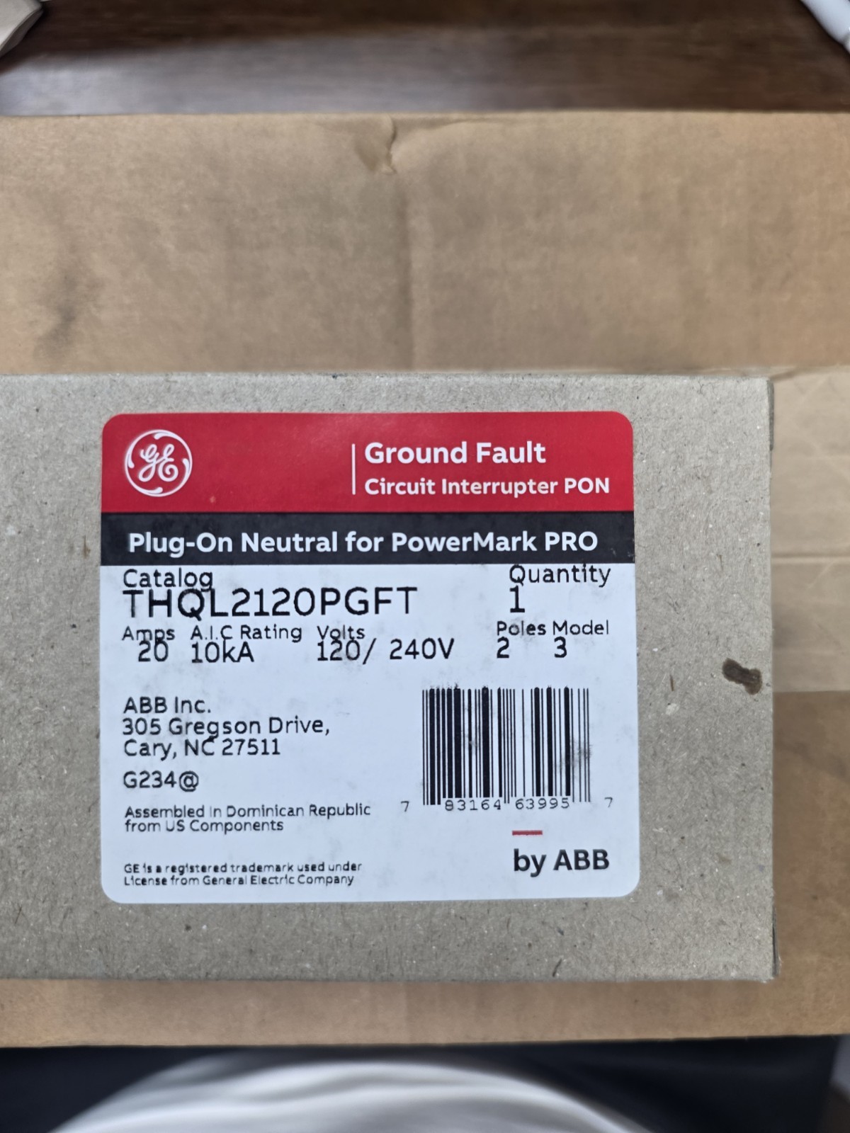 THQL2120PGFT GE BY ABB NEW IN BOXES (30 BREAKERS AVAILABLE) 