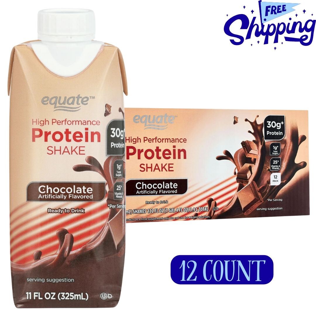 Equate High Performance Protein Shake, Chocolate, 11 fl oz, 12 Ct Equate High Performance Protein Shake, Chocolate, 11 fl oz, 12 Ct