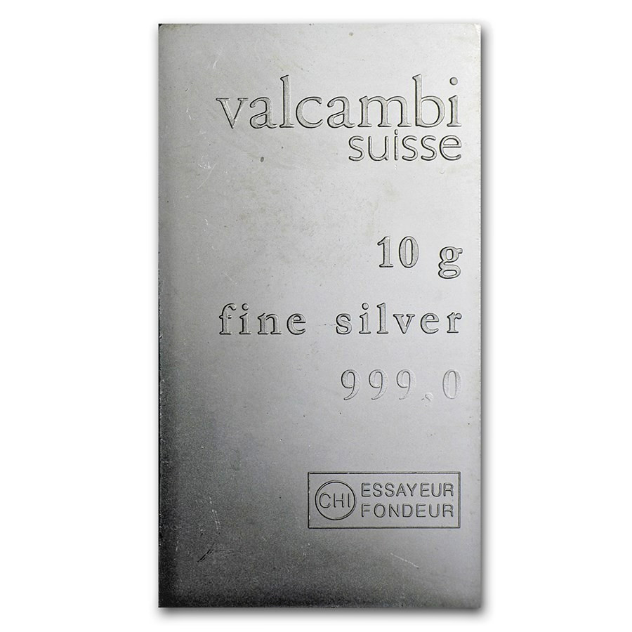 10 Gram Valcambi Suisse Silver Bar From 10x10 Breakable Card (10GRAMS of SILVER)