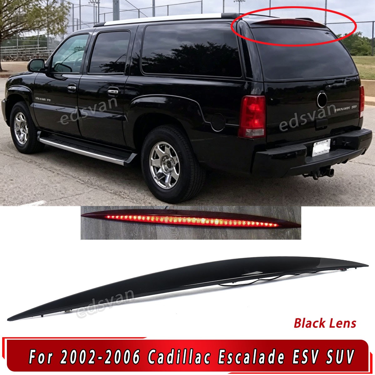 LED Third Brake Light Black Lens For 2002-06 Cadillac Escalade ESV SUV 15044516 LED Third Brake Light Black Lens For 2002-06 Cadillac Escalade ESV SUV 15044516