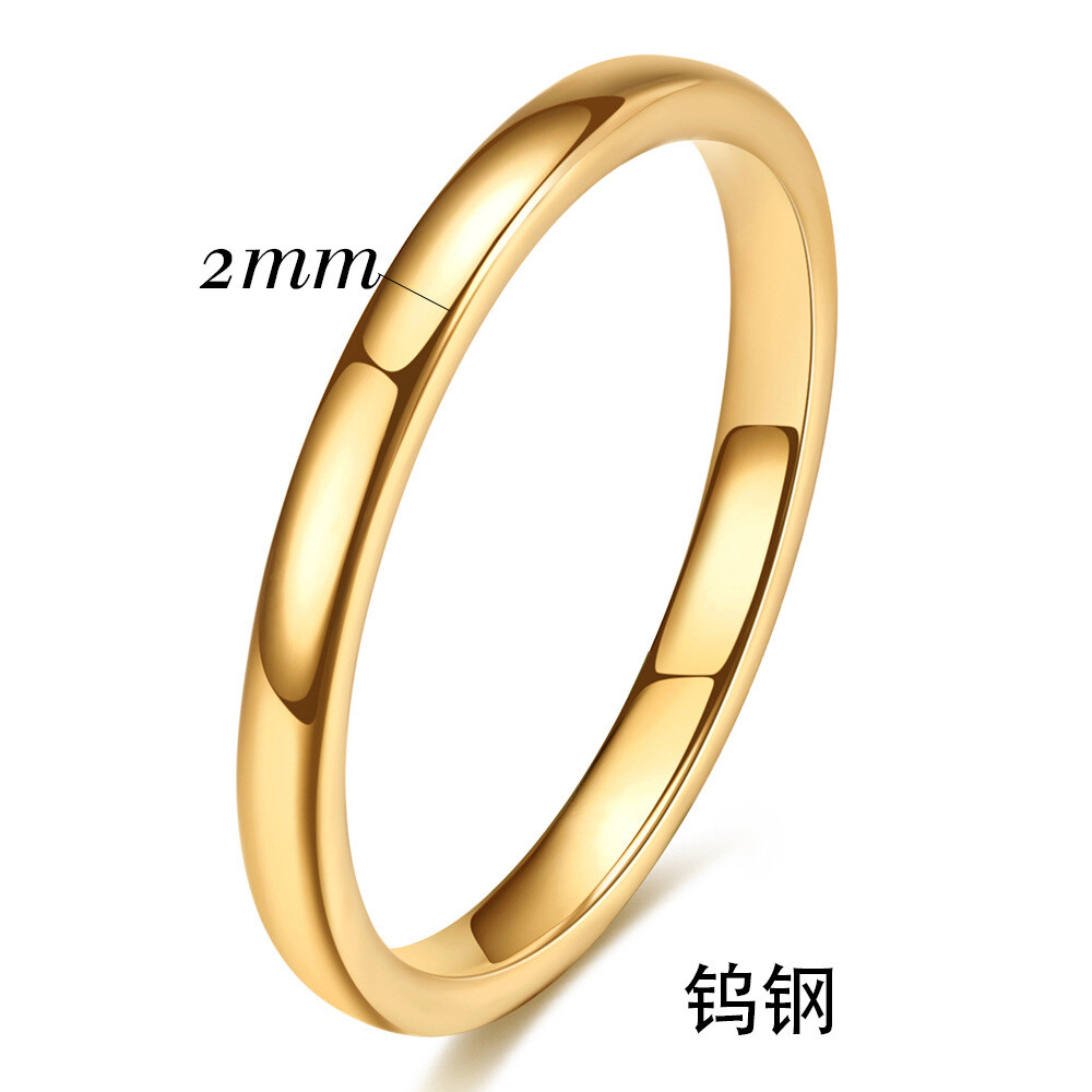 2/4/6/8mm Tungsten Carbide Bands Men\'s Women\'s Gold Plating Engagement Ring 5-12
