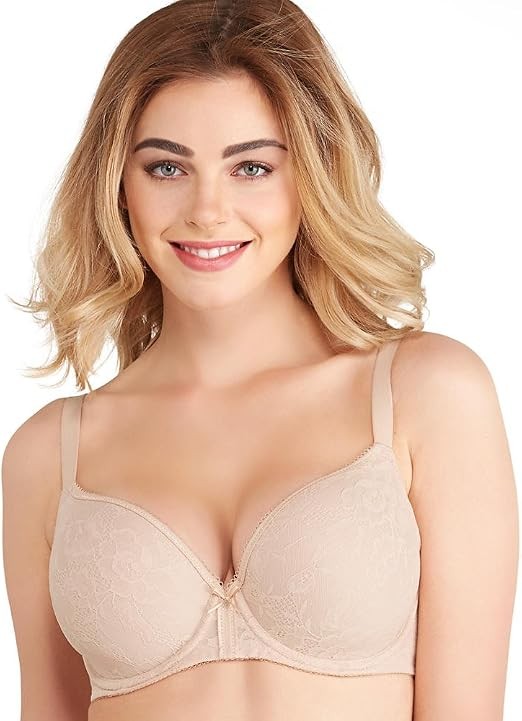 Wacoal Women\'s Lace Finesse Contour T-Shirt Bra, Beige, US Size 36C
