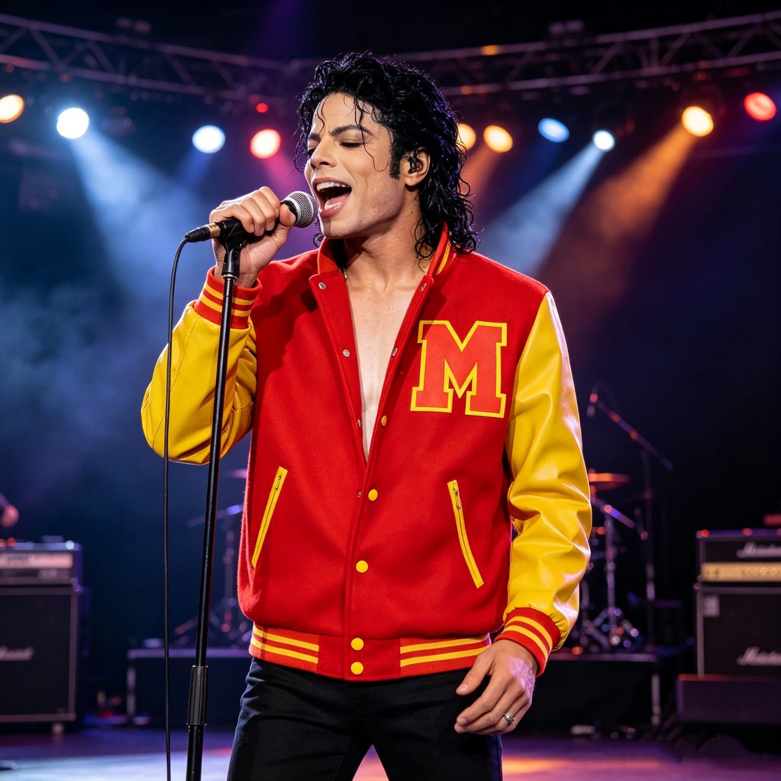 MJ Thriller Letterman Michael Jackson Varsity Bomber Red Yellow Varsity Jacket MJ Thriller Letterman Michael Jackson Varsity Bomber Red Yellow Varsity Jacket