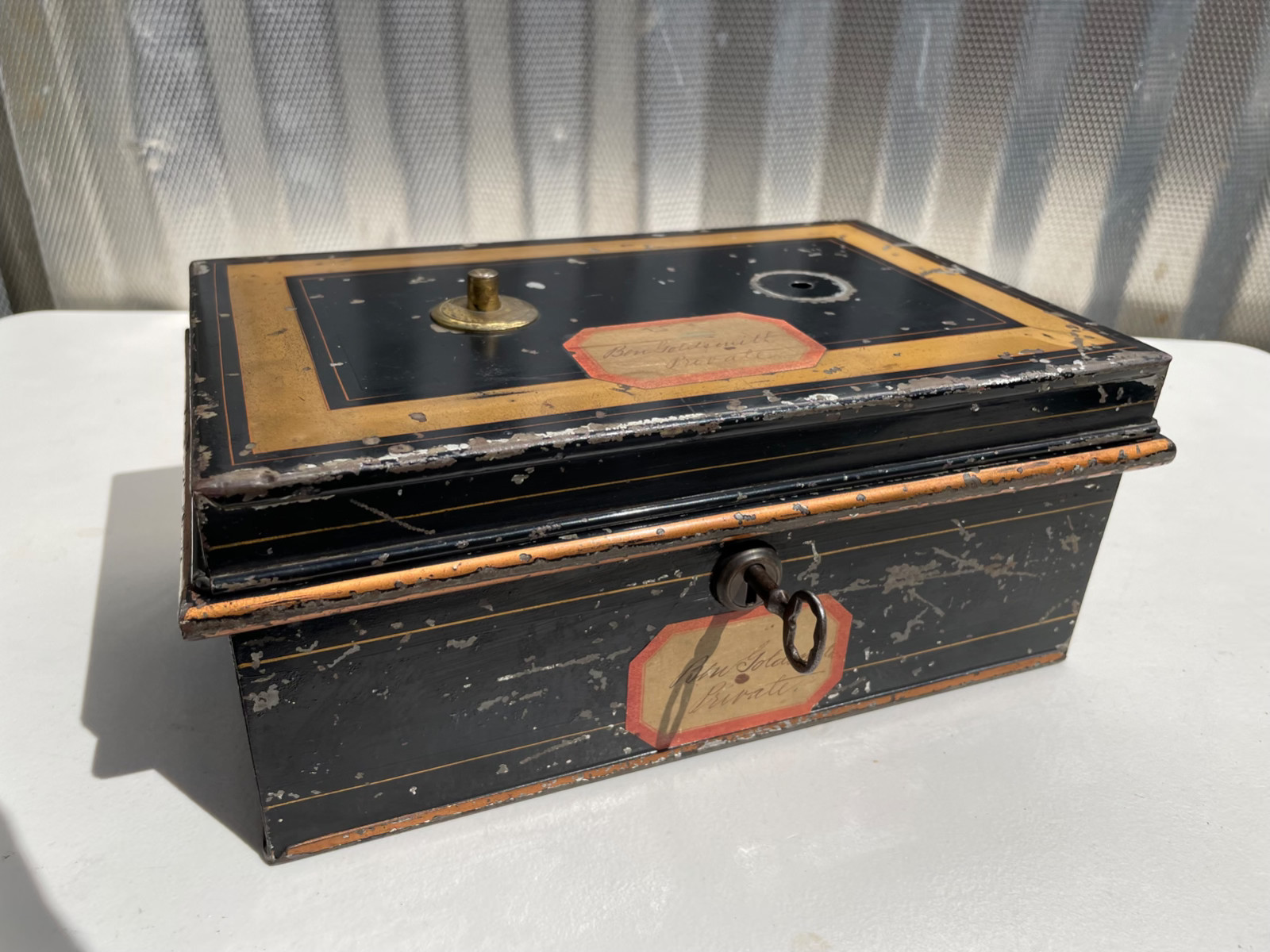 Antique 1890-1900s Hobbs Style? Secure Lock Box Safety Deposit Ben A. Goldsmith