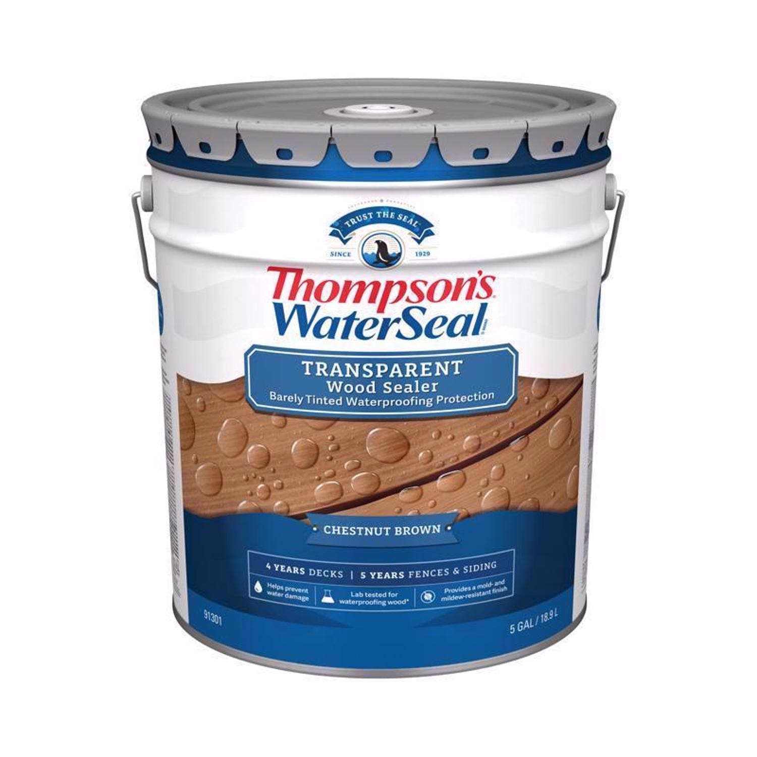 Thompson\'s WaterSeal Transparent ChestnutBrown Waterproof WoodStain &Sealer 5gal