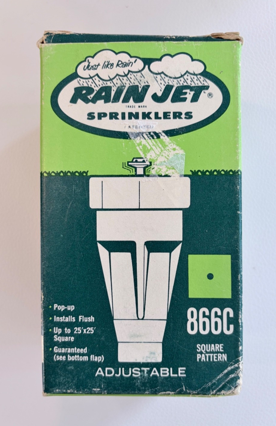 Vintage Rain Jet 866C Square Pattern Pop Up Sprinkler 25 ft Brass Adjustable NEW