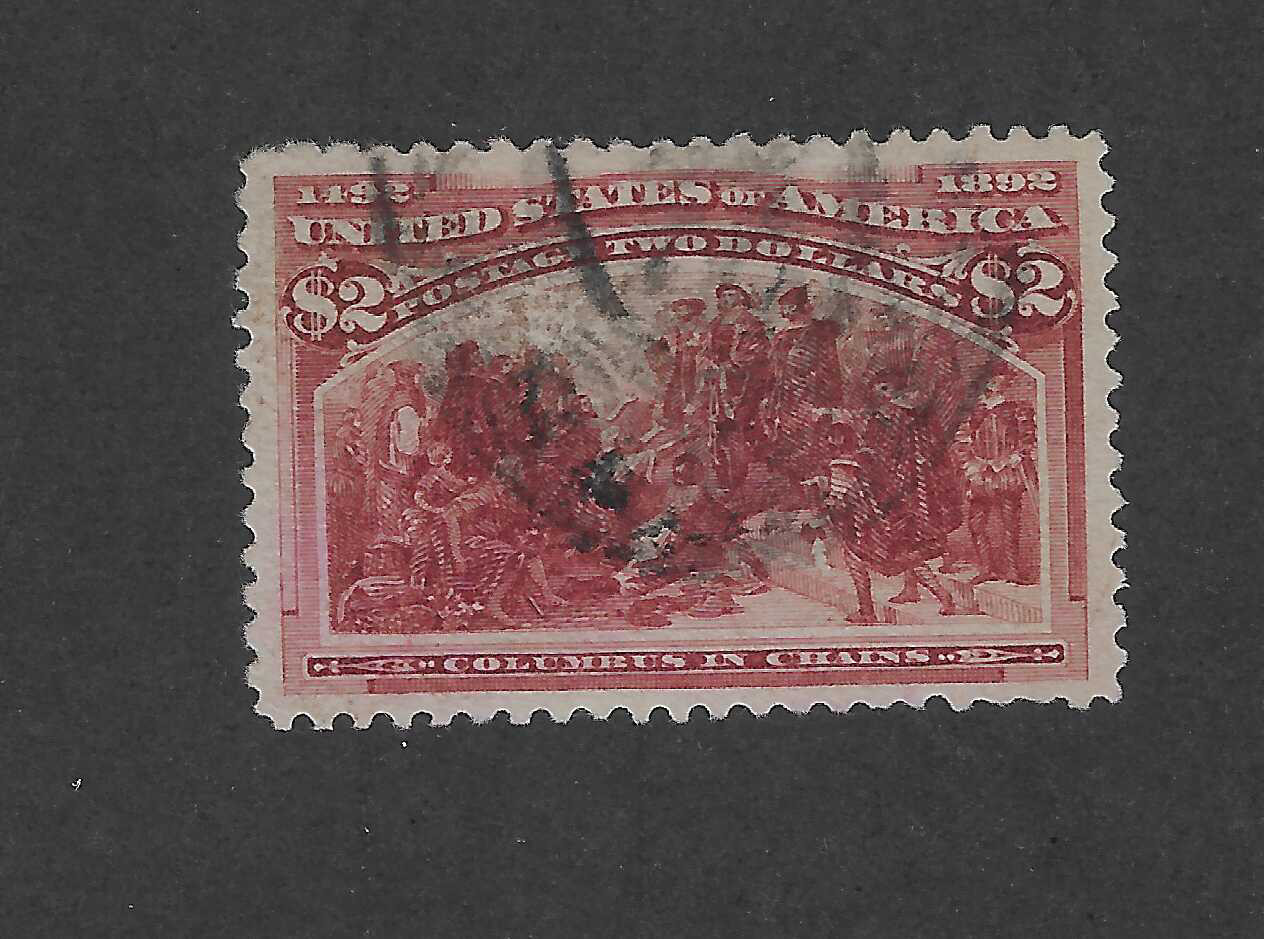 US Scott 242, $2 brown red, Columbus in chains,1893, VF+, scv. $675 US Scott 242, $2 brown red, Columbus in chains,1893, VF+, scv. $675