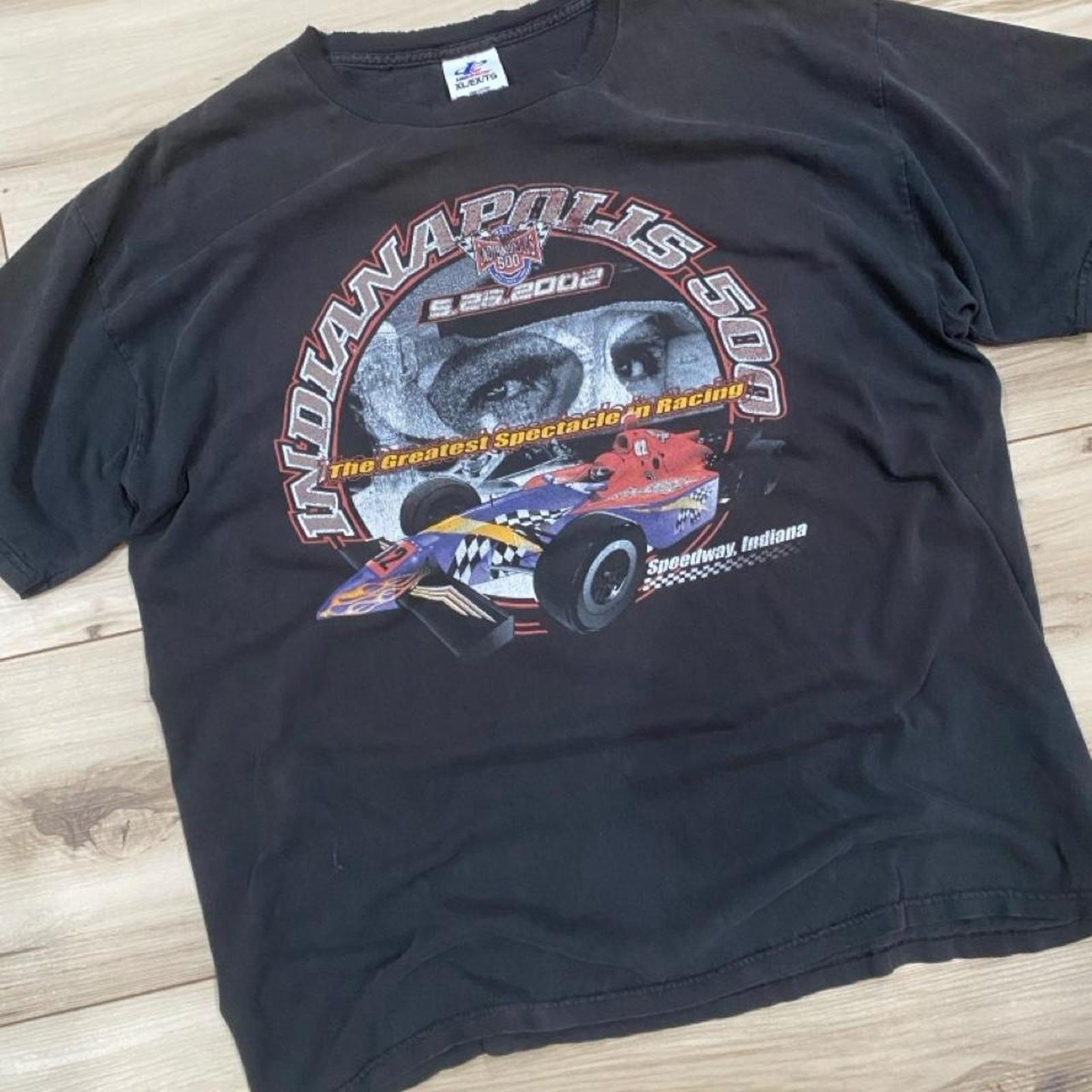 Vintage 2002 Indianapolis 500 Racing Graphic Tee XL Black 24x28 IndyCar