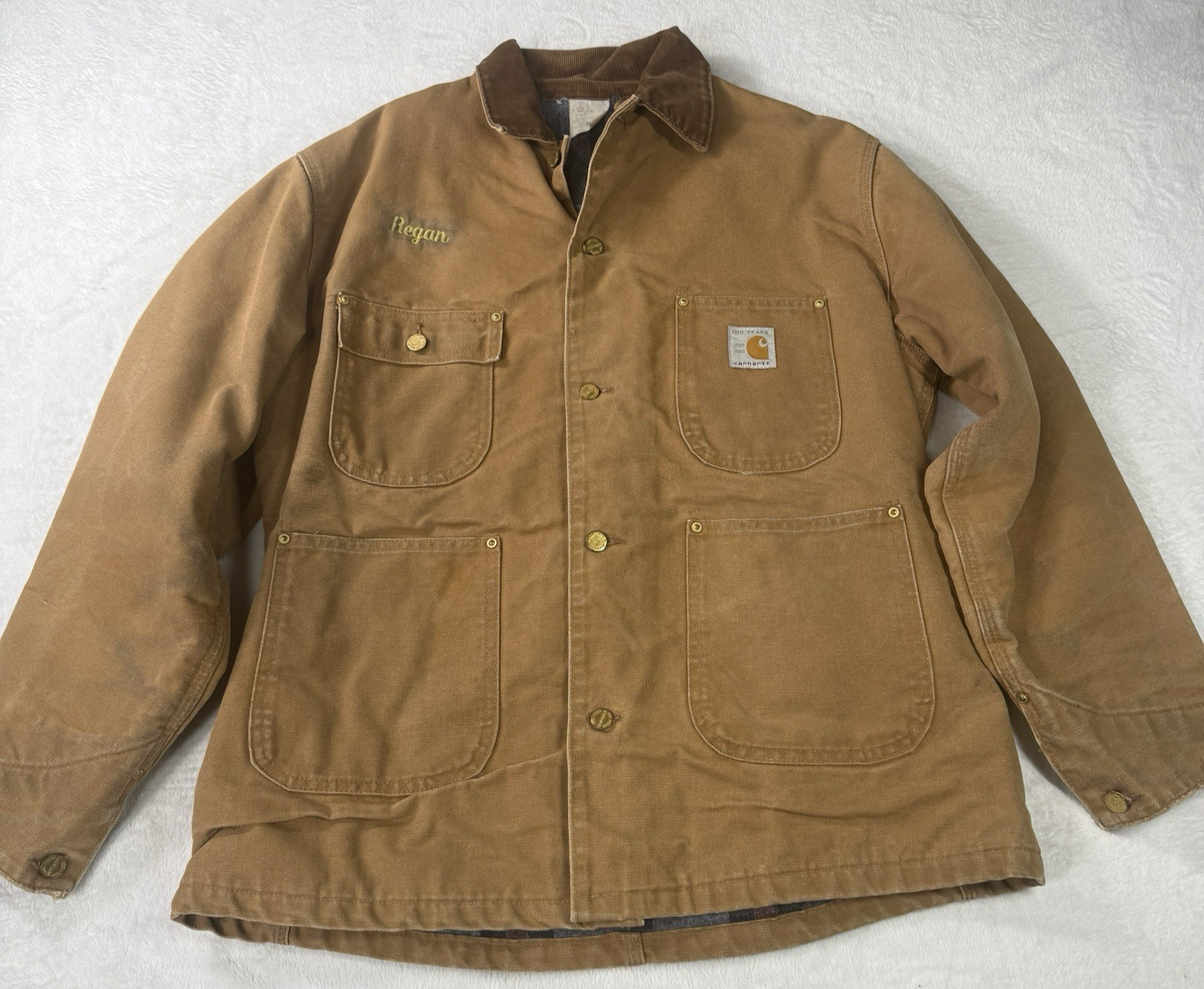 Vintage 1989 100-Year Anniversary Carhartt Chore Coat Quilted Rare USA Made XL