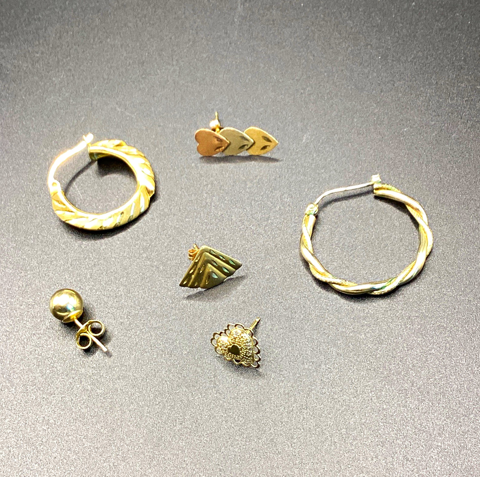 Vintage 14K Yellow Gold & 18k Hoops/Stud/Single Earrings Lot Signed/3g/Used/Nice Vintage 14K Yellow Gold & 18k Hoops/Stud/Single Earrings Lot Signed/3g/Used/Nice
