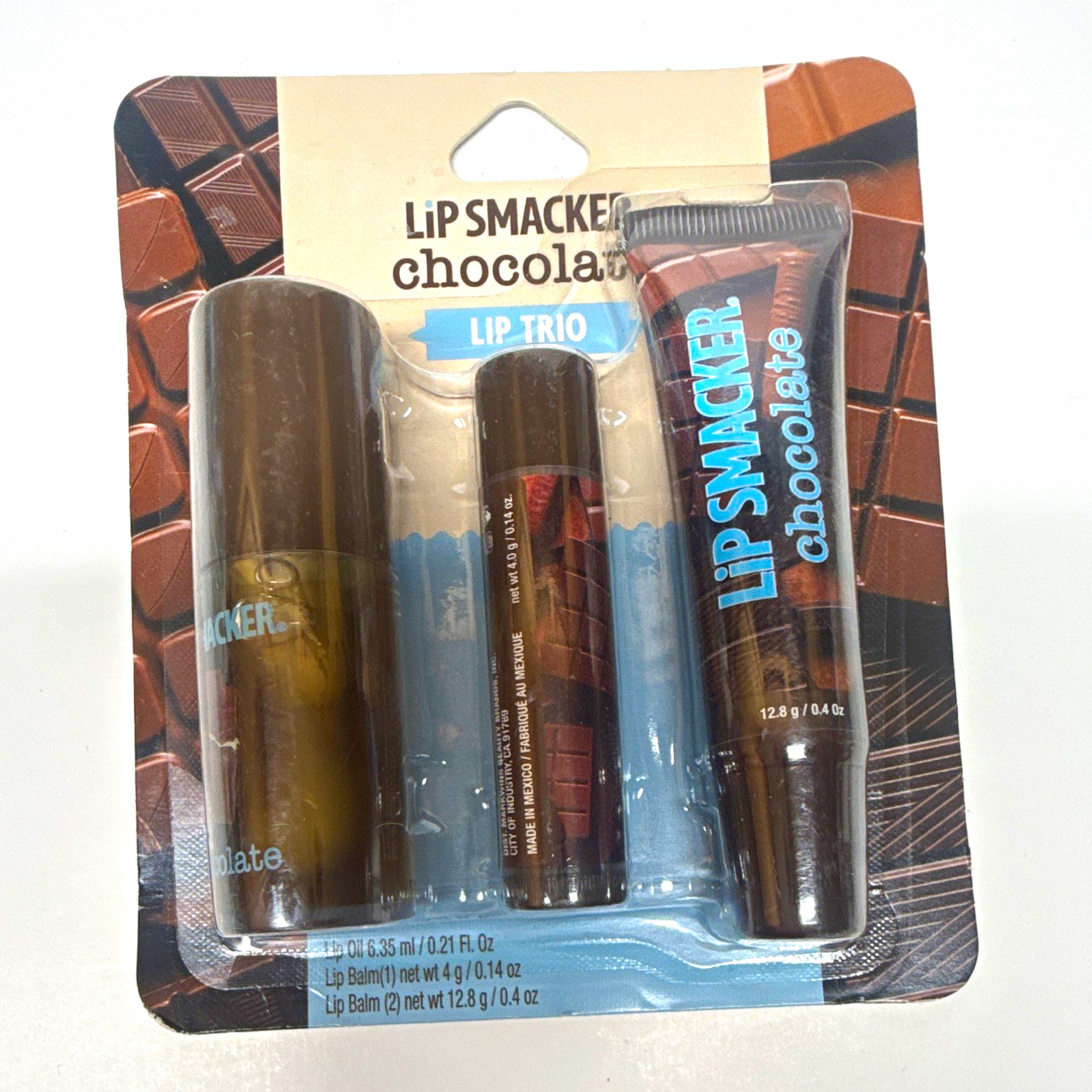 Lip Smacker Chocolate Lip Balm Trio Chocolate Scent SPF 15 Broad Spectrum