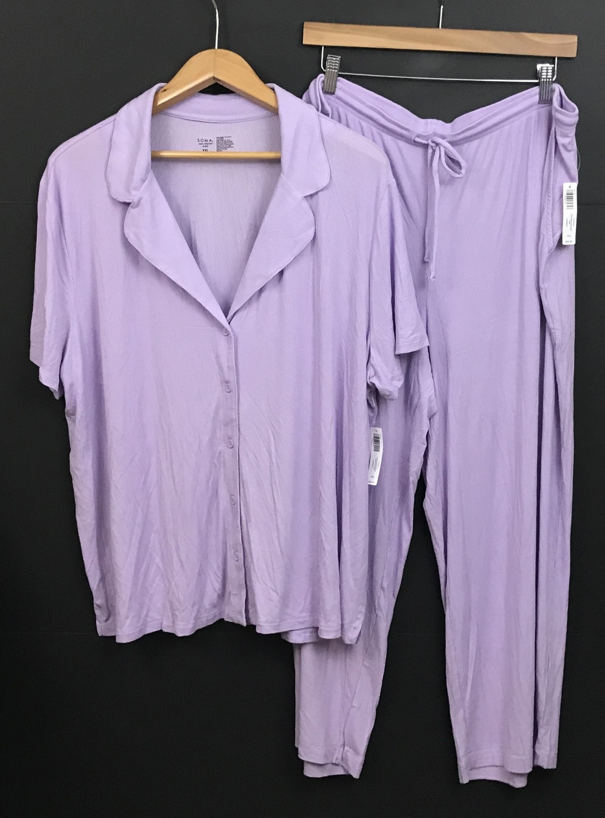 NWT Soma Cool Nights PJ Set Rib Short Sleeve Notch Collar Pajama Top Bottom XXL NWT Soma Cool Nights PJ Set Rib Short Sleeve Notch Collar Pajama Top Bottom XXL