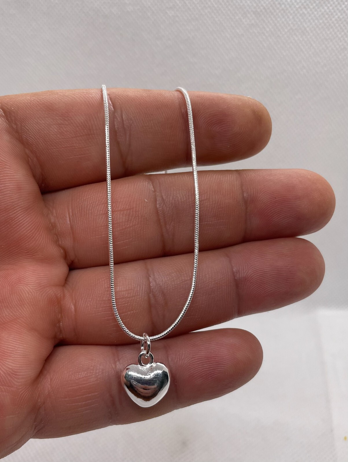 Heart charm necklace 925 sterling silver chain 18\'\' long
