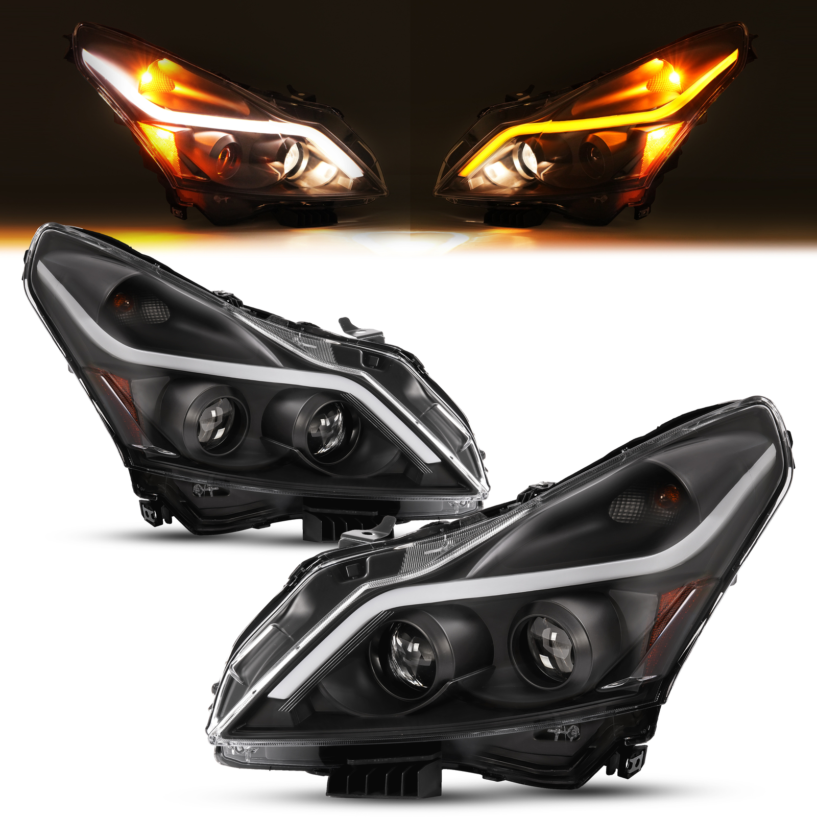 Clear LED Projector Headlights For Infiniti G37/G25/Q40 Sedan 4-Door 2010-2015