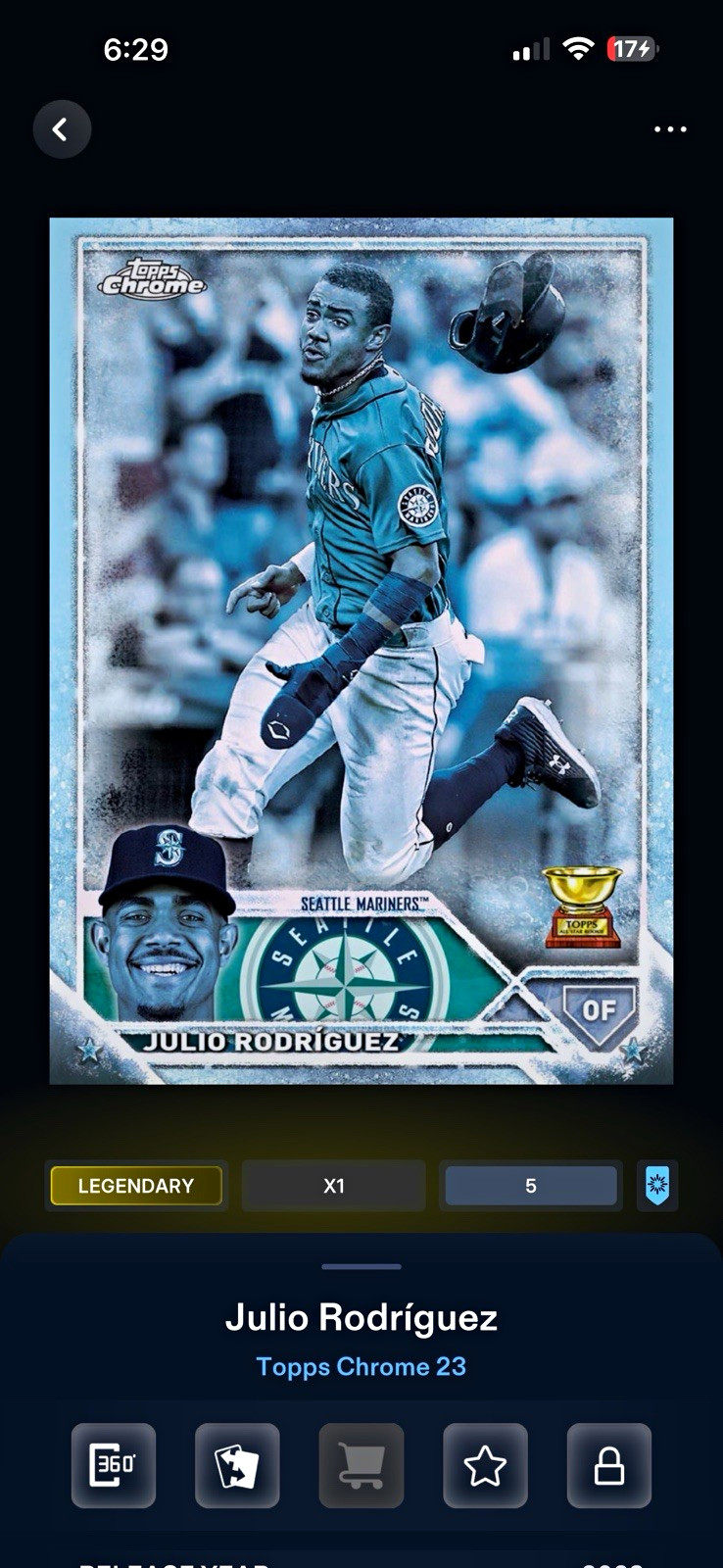 Julio Rodríguez Seattle Mariners Frozenfractor /5 Legendary Topps Bunt Digital