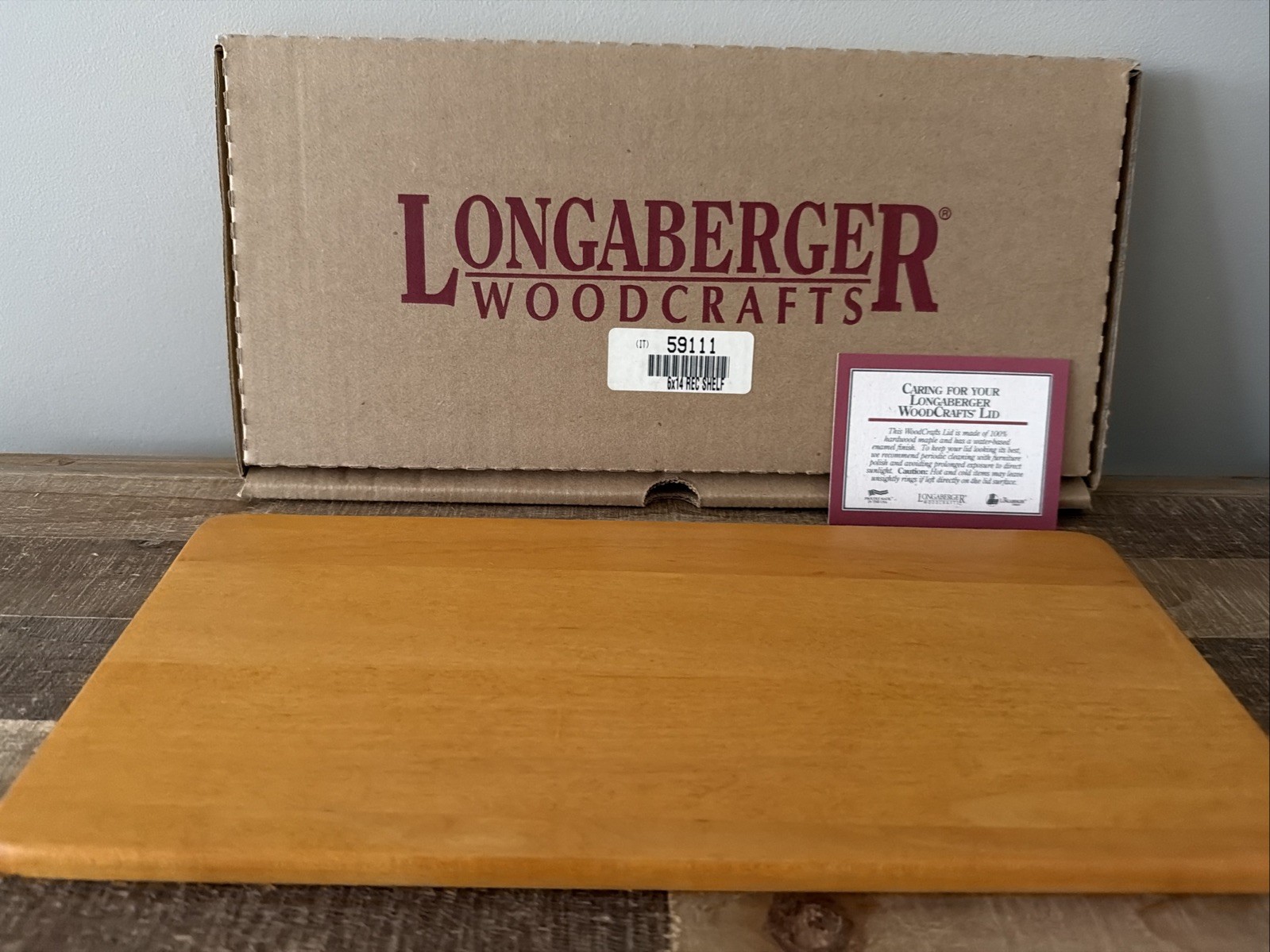 Longaberger WoodCrafts Classic Stain 6x14 SHELF for Wrought Iron SM BAKER'S RACK
